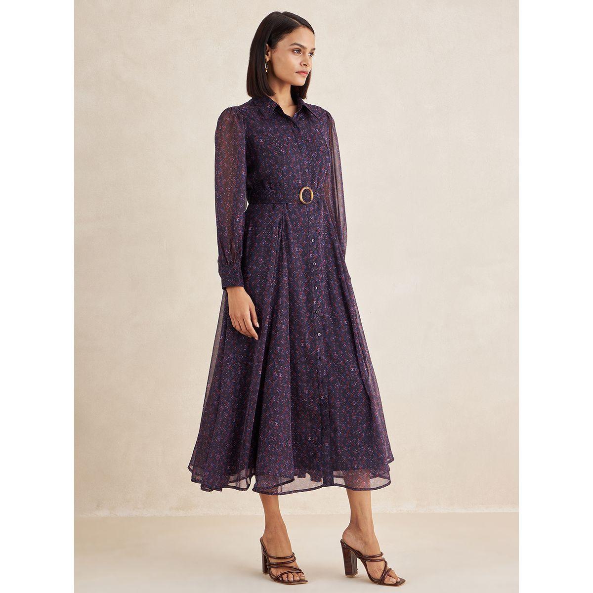فستان ميدي مطبع بزهور مع ازرار-women-clothing-dresses-image-2