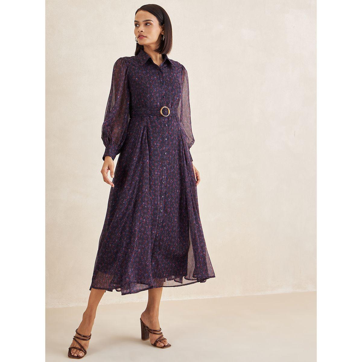 Femmella Floral Print Collared Button Front Midi Dress-women-clothing-dresses-image-4