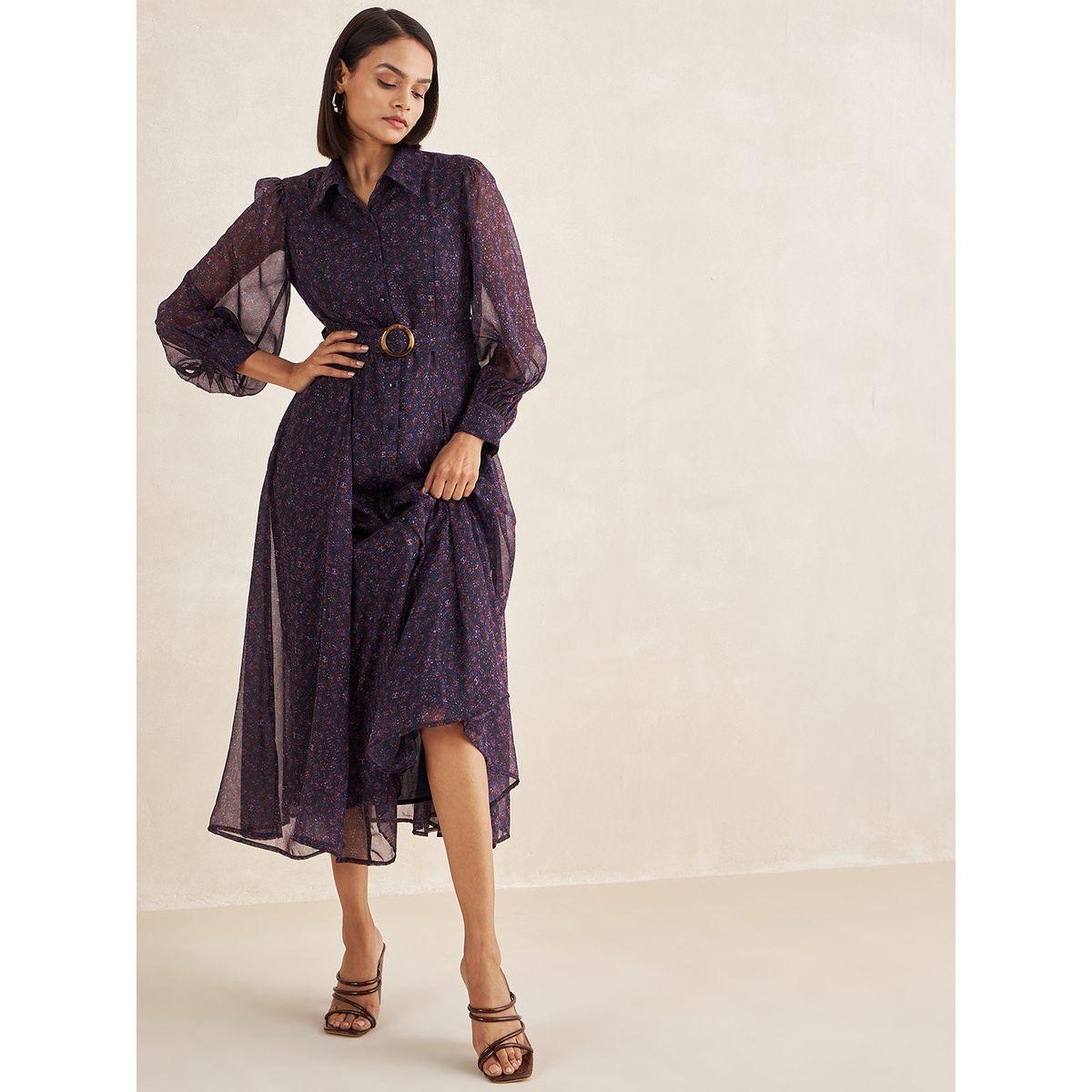 فستان ميدي مطبع بزهور مع ازرار-women-clothing-dresses-image-5