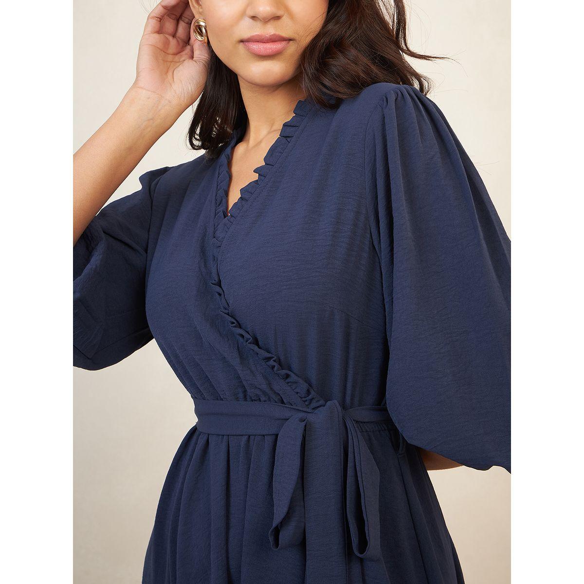 فستان ميدي بنمط لف ورباط خصر-women-clothing-dresses-image-3