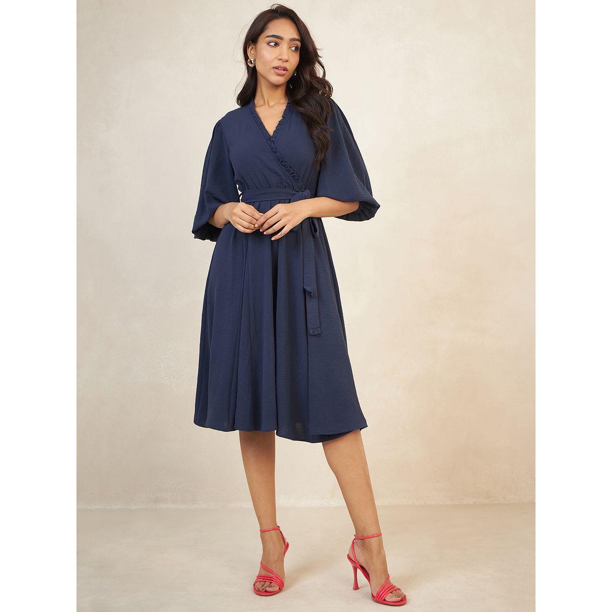 Femmella Crinkle Detail A-Line Midi Wrap Dress-women-clothing-dresses-image-4