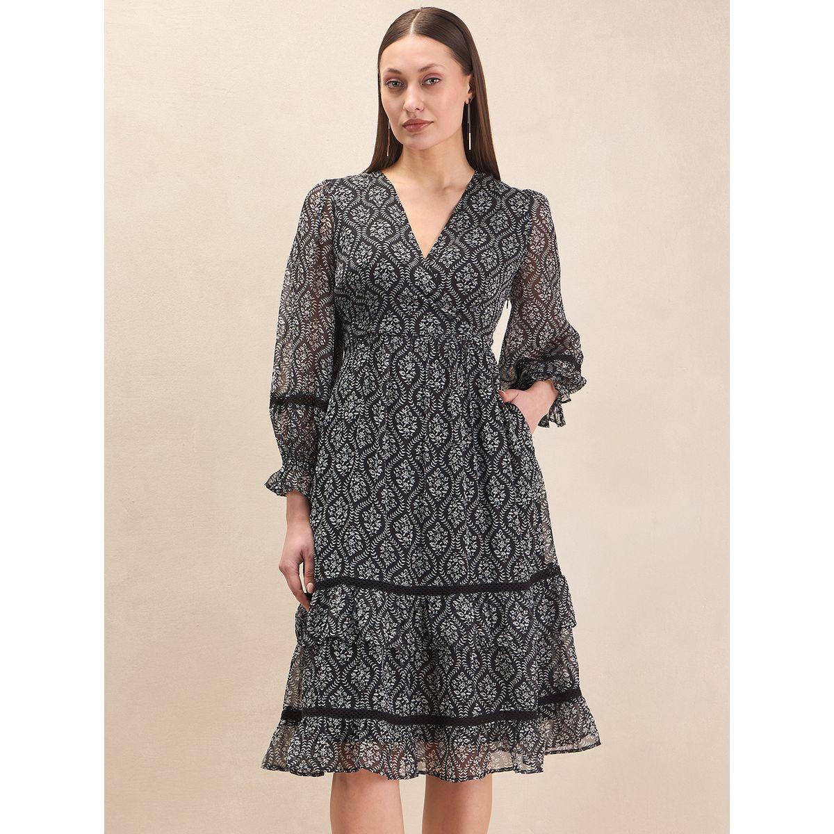فستان ميدي بكسرات وطبعة زهور مع جيب-women-clothing-dresses-image-1