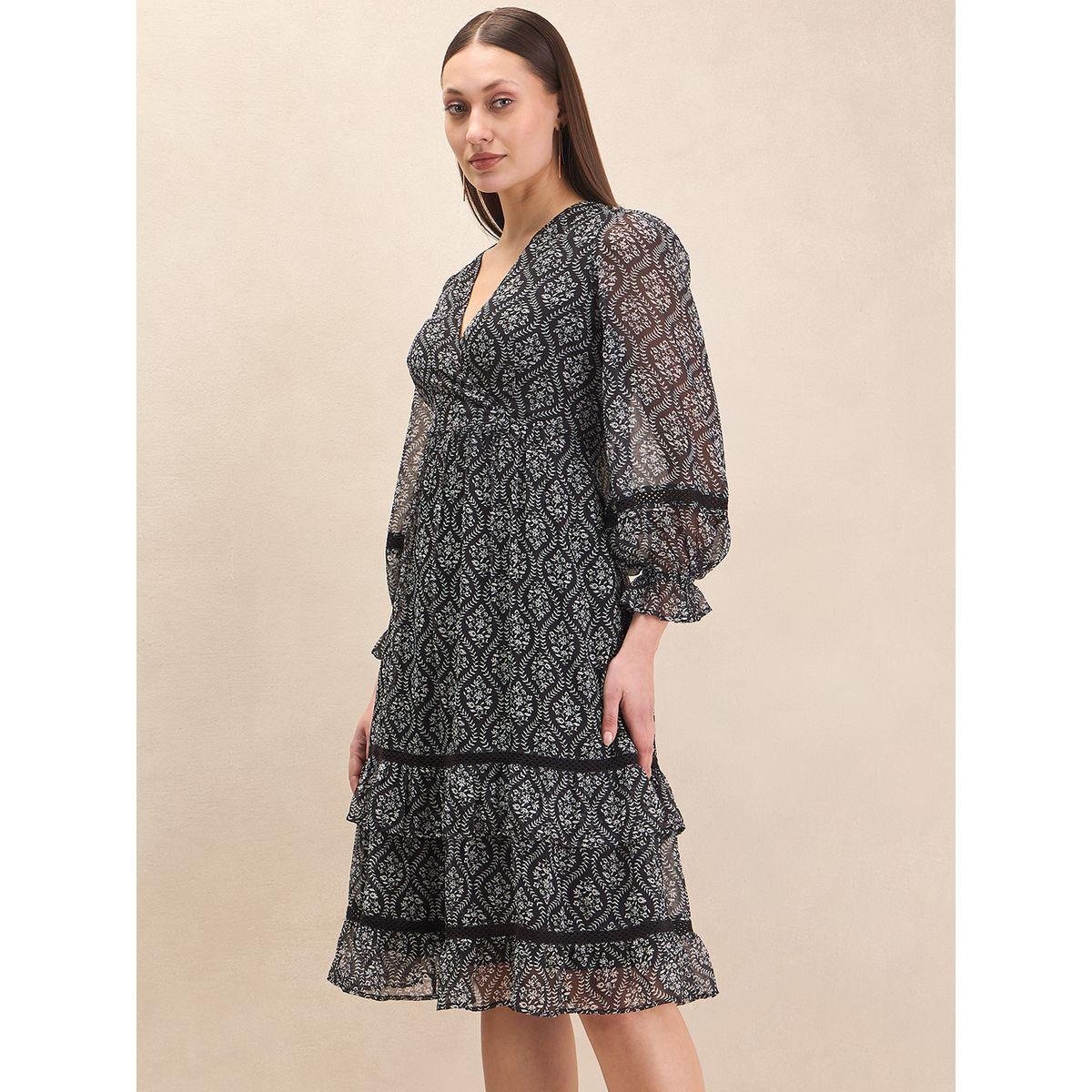 فستان ميدي بكسرات وطبعة زهور مع جيب-women-clothing-dresses-image-2