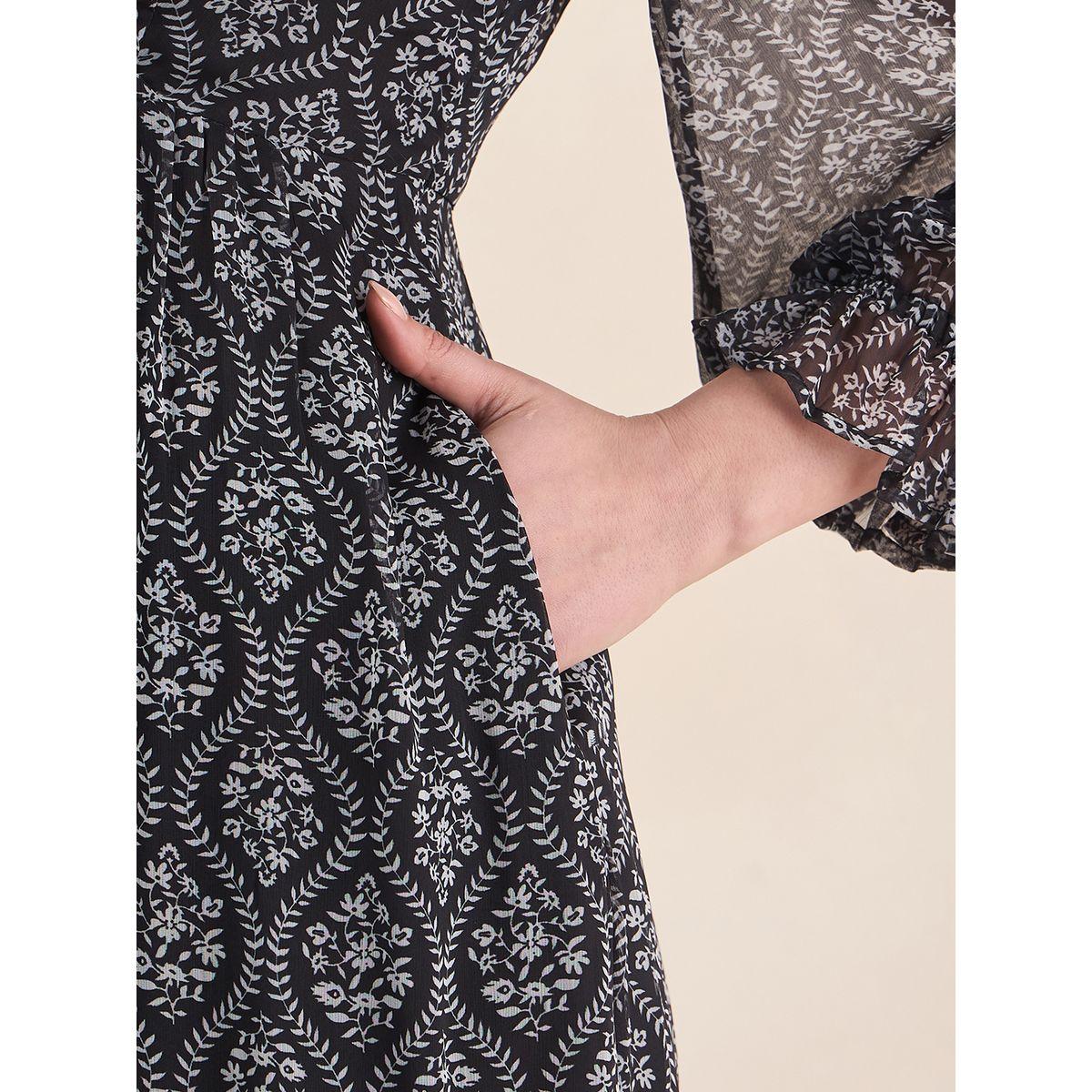 فستان ميدي بكسرات وطبعة زهور مع جيب-women-clothing-dresses-image-4
