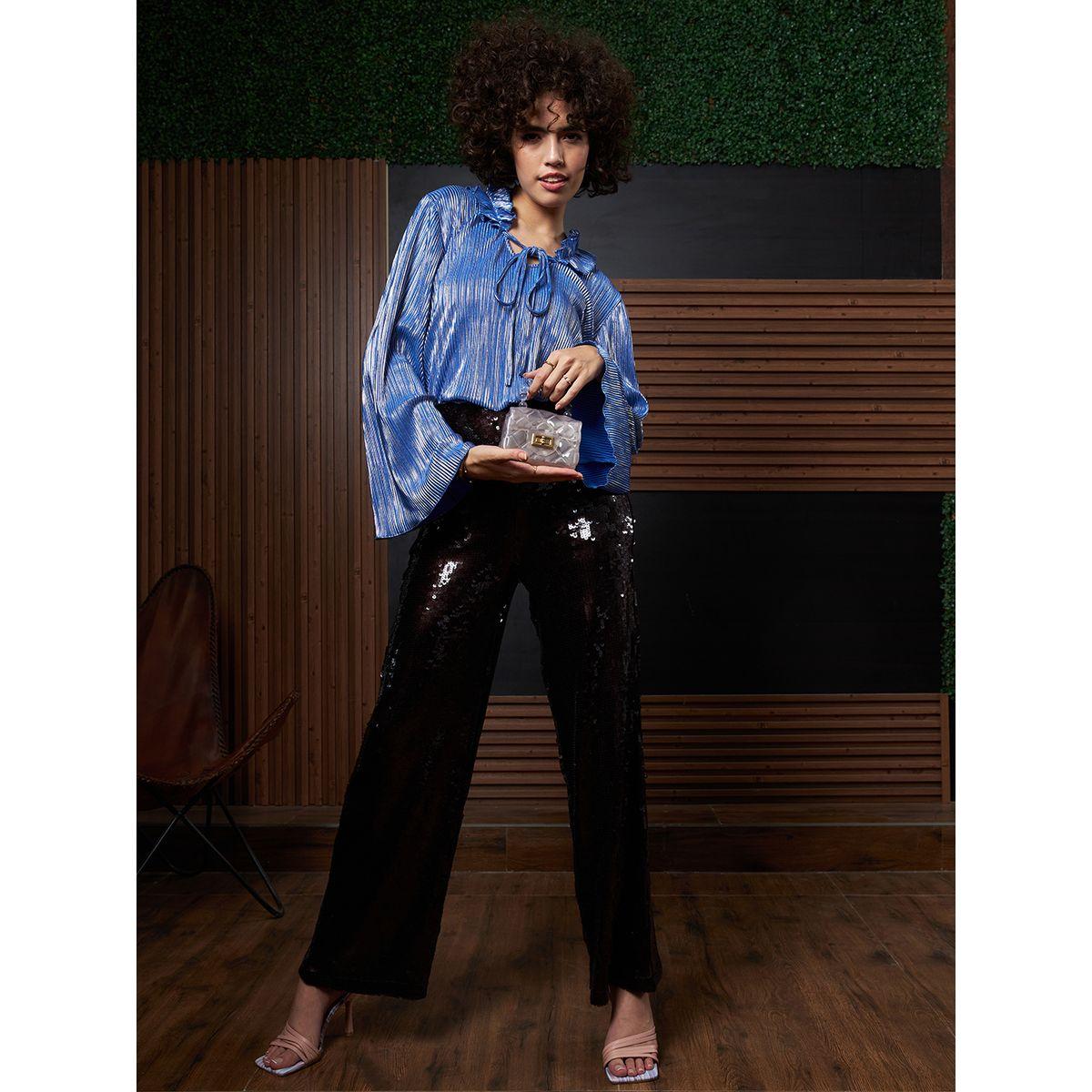 Athena X Styli  Plisse Tie Up Neck Top with Bell Sleeves-women-clothing-shirtsandblouses-blouses-image-5