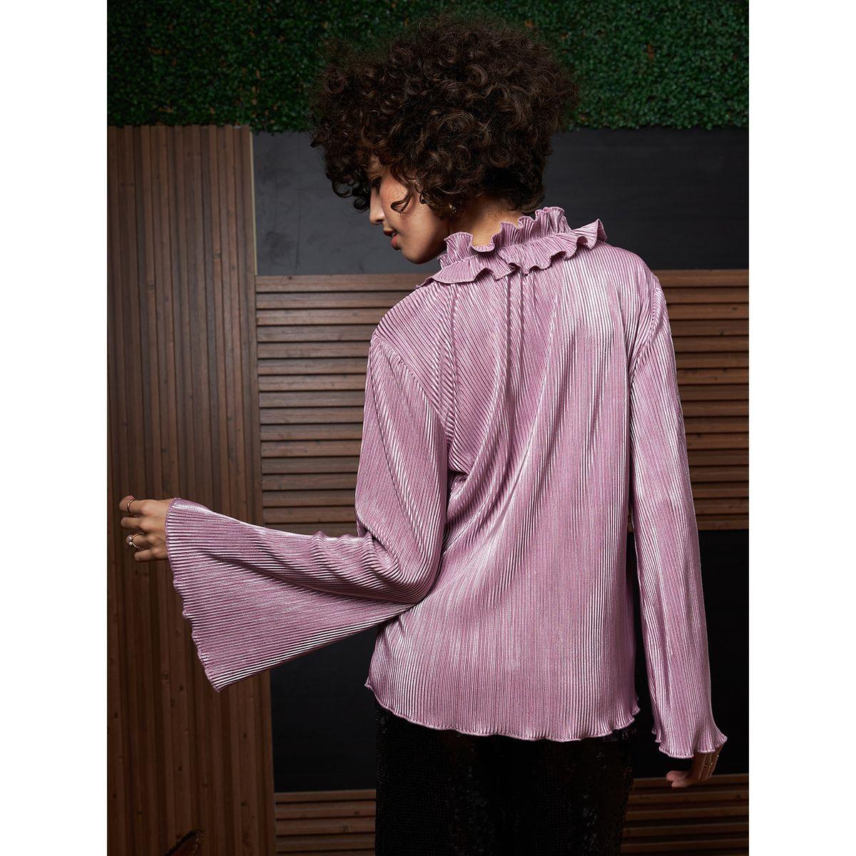 Athena X Styli  Plisse Tie Up Neck Top with Bell Sleeves-women-clothing-shirtsandblouses-blouses-image-6
