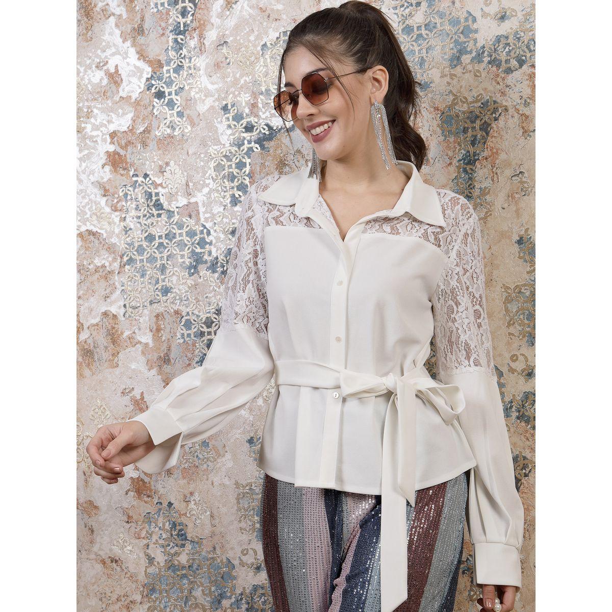 Athena X Styli  Lace Insert Shirt Style Top with Tie Waist-women-clothing-shirtsandblouses-shirts-image-8