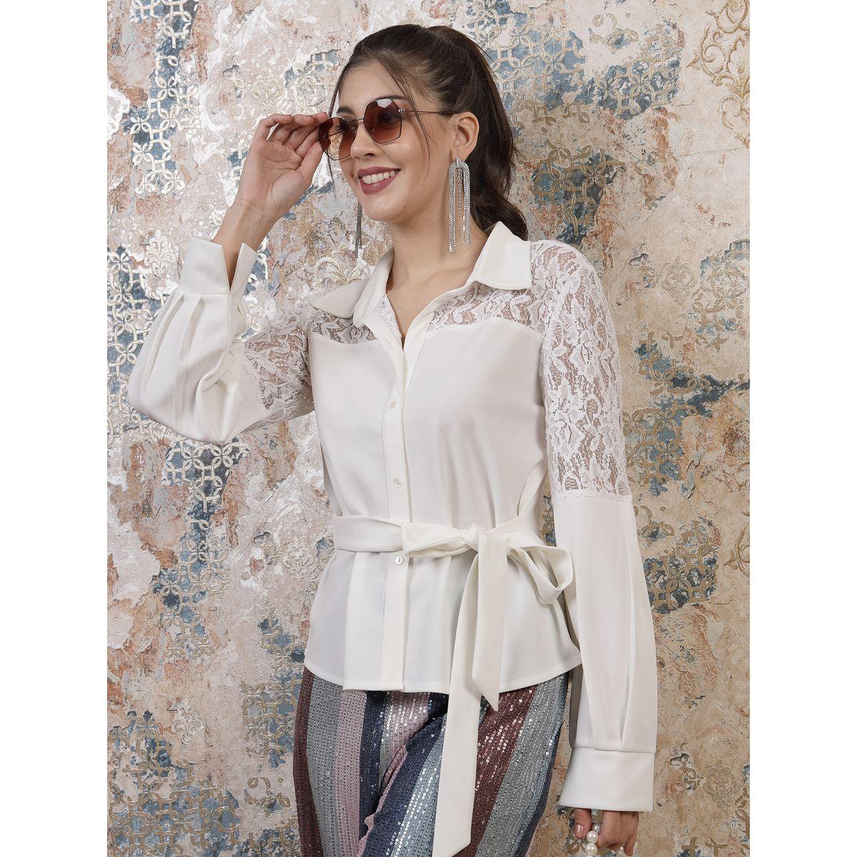 Athena X Styli  Lace Insert Shirt Style Top with Tie Waist-women-clothing-shirtsandblouses-shirts-image-9