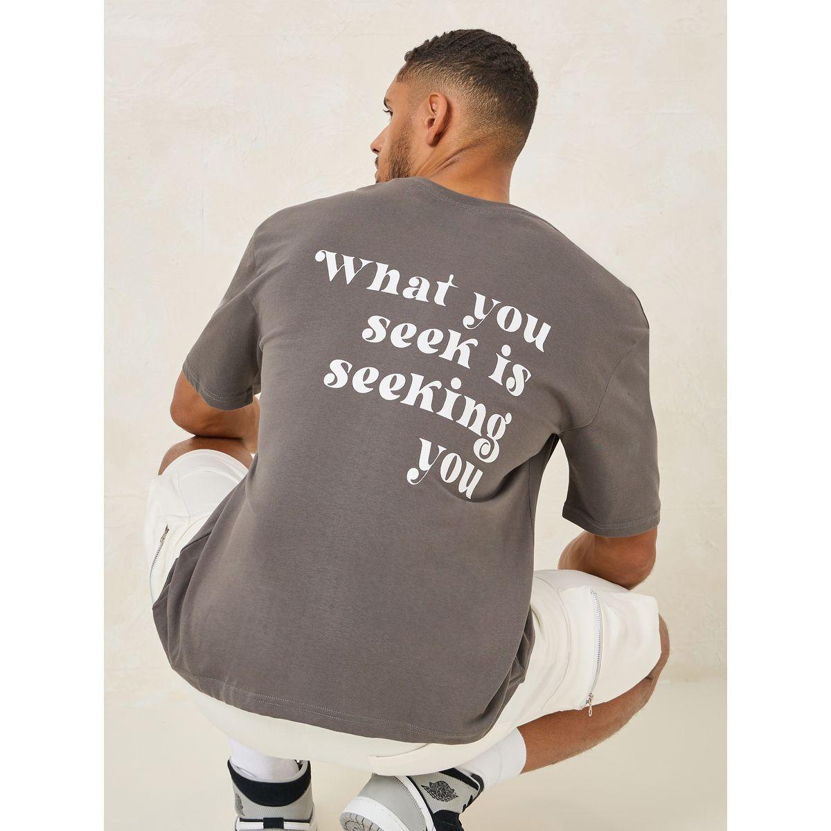 Styli Seeking You Slogan Print Oversized T-shirt-men-clothing-tshirtsandpolos-tshirts-image-1