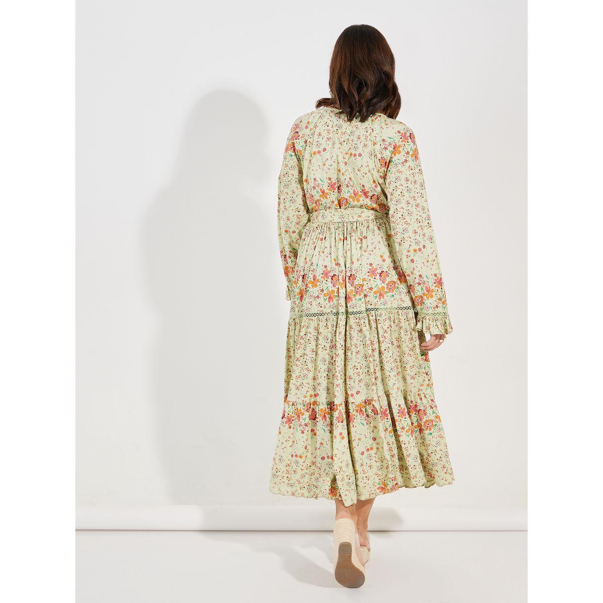 Styli Floral Print Midi Dress with Tie Belt-women-clothing-dresses-image-4