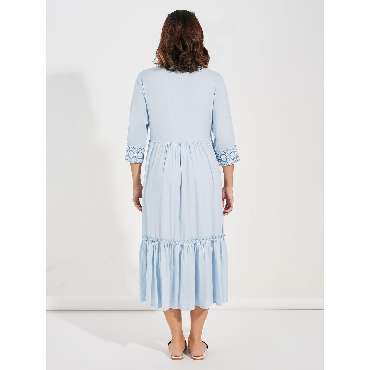 فستان ميدي مُطرّز مع ياقة بأربطة-women-clothing-dresses-image-4