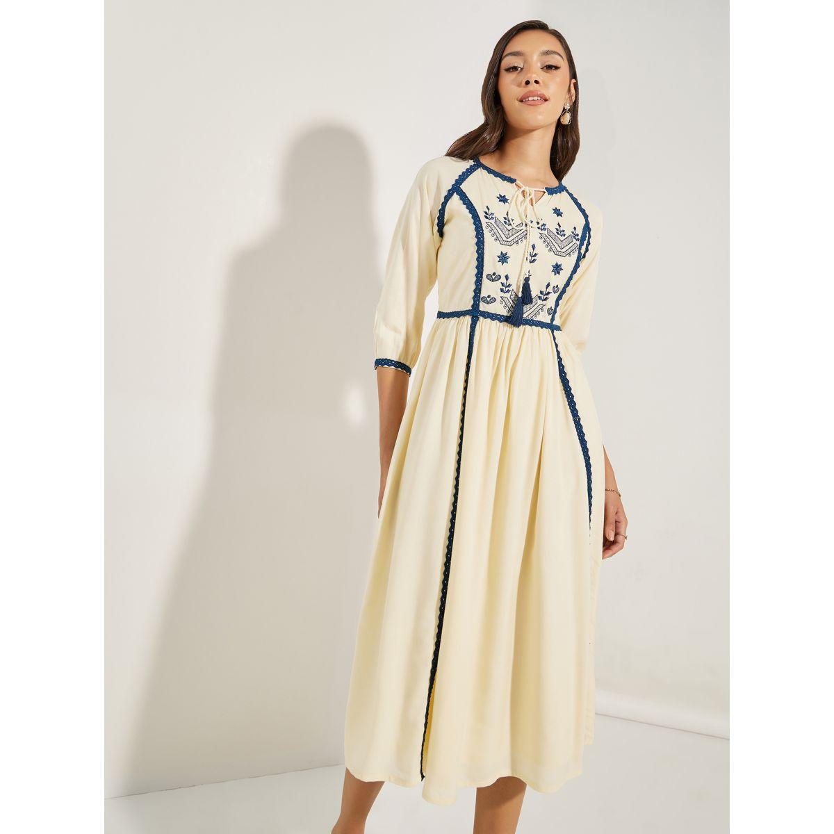 Styli Embroidered Panel Tie Tassel Midi Dress-women-clothing-dresses-image-1