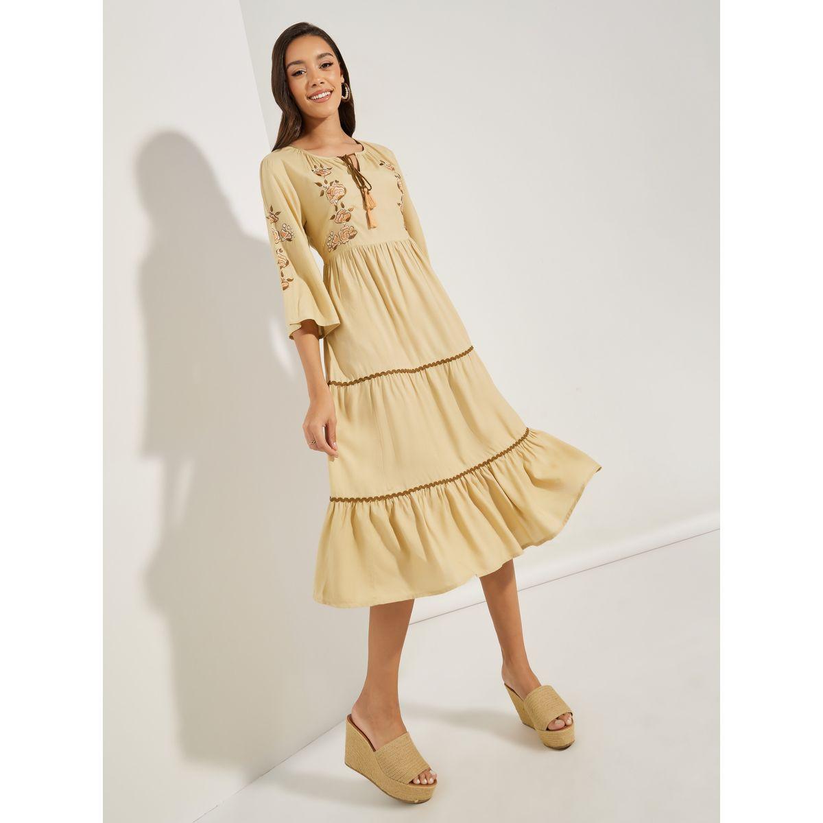 Styli Embroidered Panel Tie Tassel Midi Dress-women-clothing-dresses-image-2