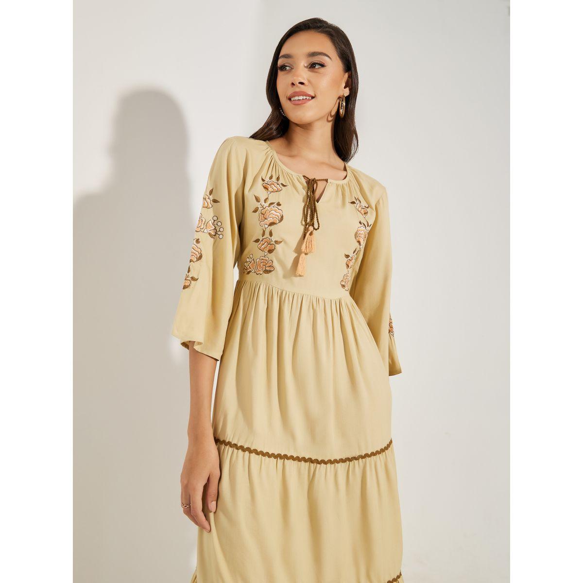 Styli Embroidered Panel Tie Tassel Midi Dress-women-clothing-dresses-image-3