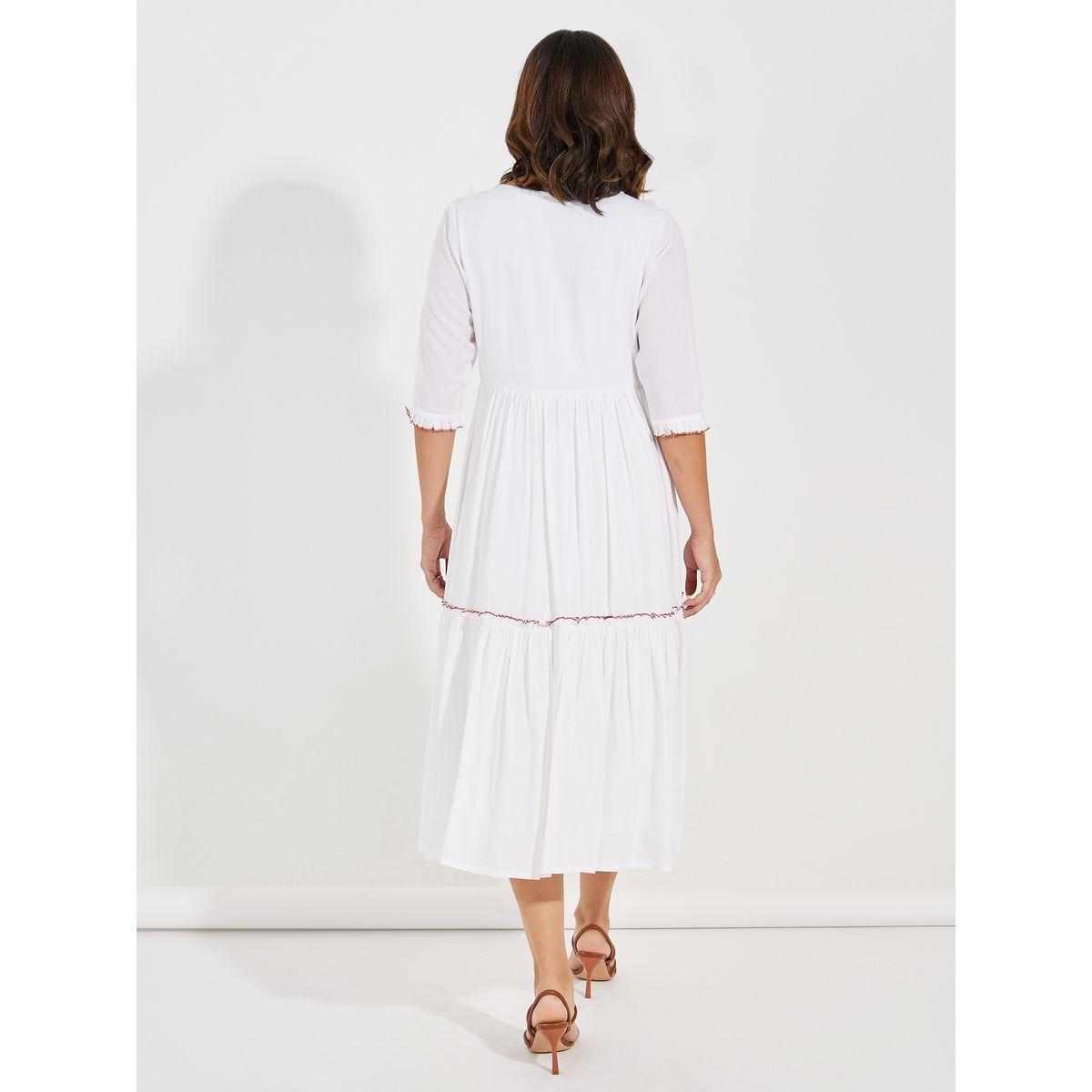 Styli Embroidered Panel Tie-Up Neck Midi Dress-women-clothing-dresses-image-4