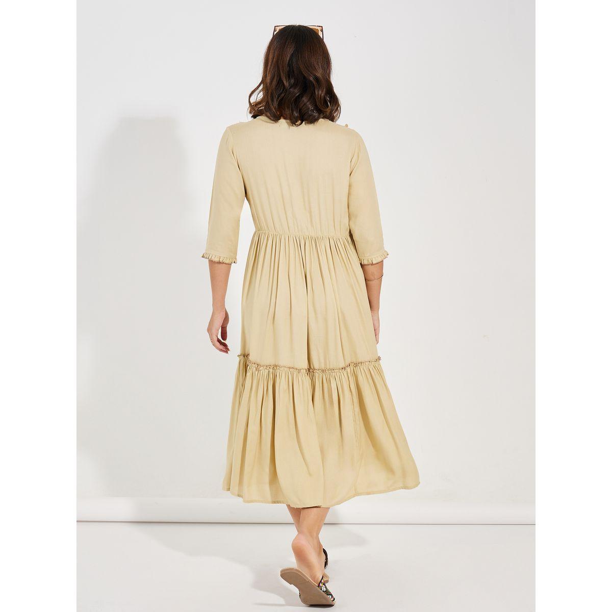 Styli Embroidered Panel Tie-Up Neck Midi Dress-women-clothing-dresses-image-4
