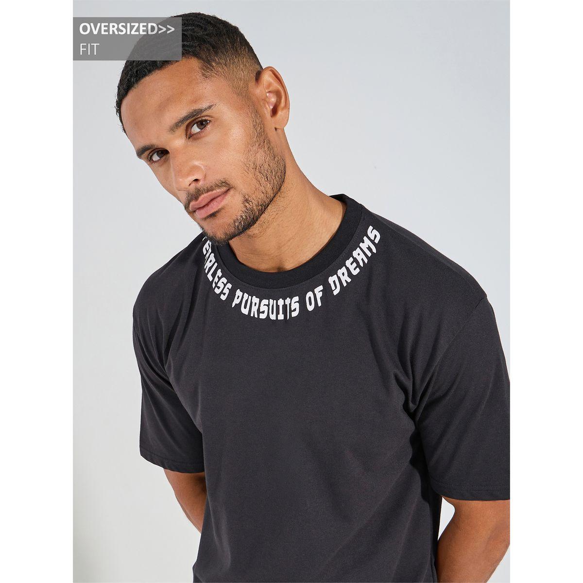Styli Slogan Neck Print Oversized T-Shirt-men-clothing-tshirtsandpolos-tshirts-image-1