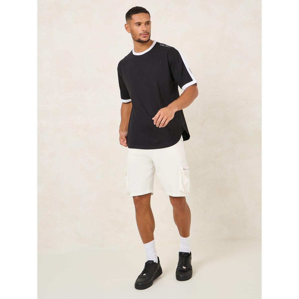 تيشيرت فضفاض بتفاصيل مُتباينة واكمام قصيرة-men-clothing-tshirtsandpolos-tshirts-image-2