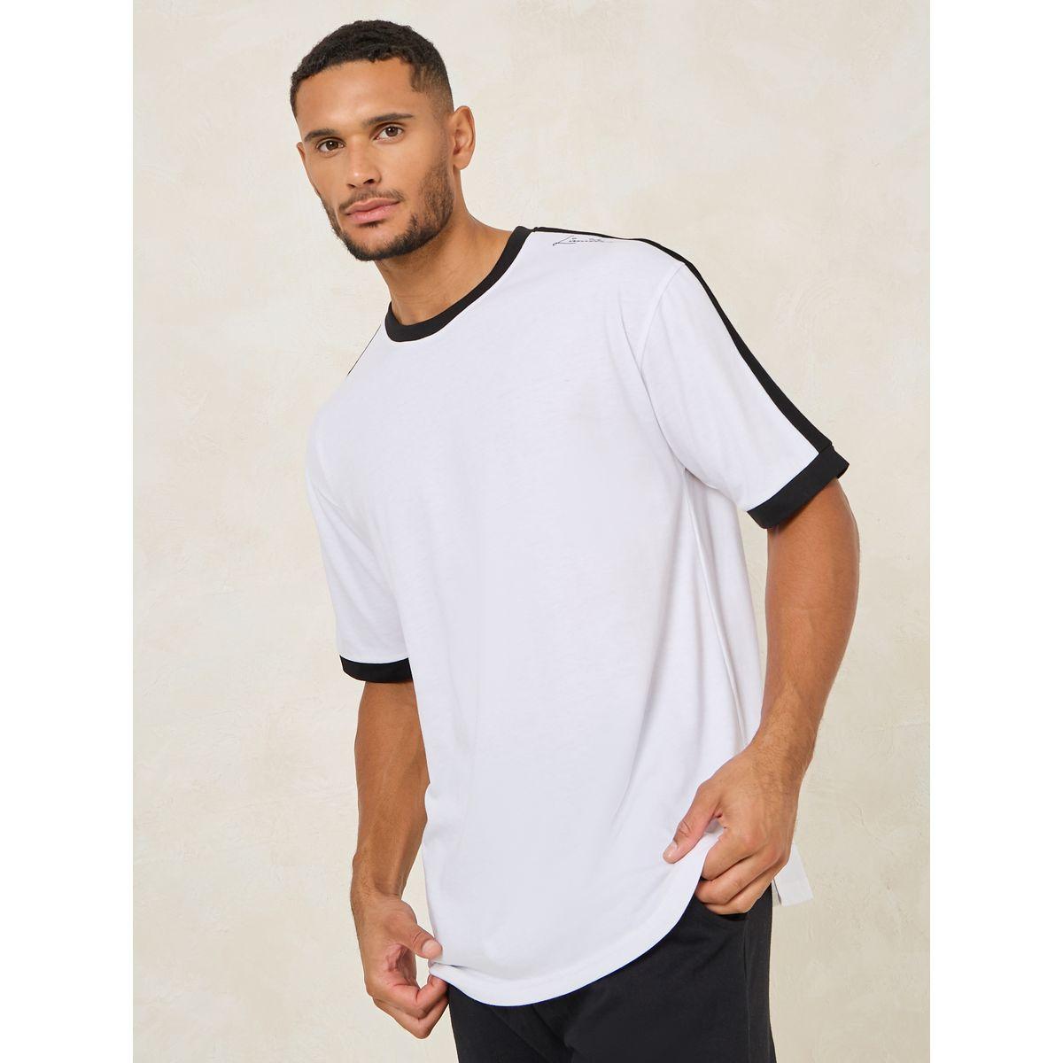 Styli Contrast Shoulder and Print Detail Oversized U Hem T-Shirt-men-clothing-tshirtsandpolos-tshirts-image-5