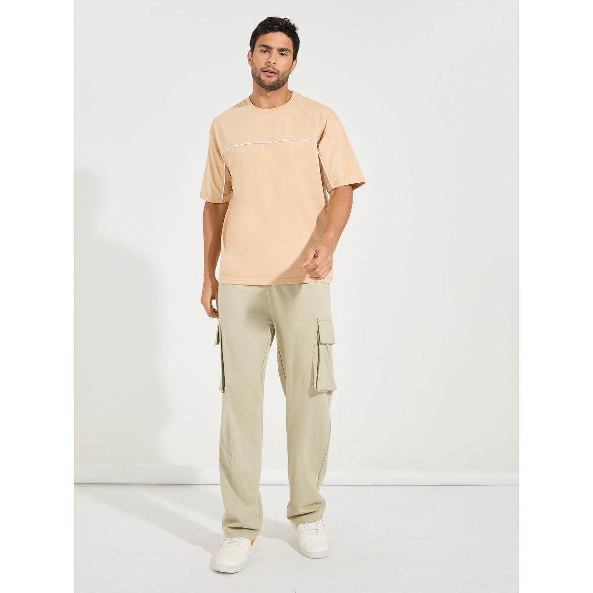 تيشيرت فضفاض بتداخلات محزوزة ودرزات-men-clothing-tshirtsandpolos-tshirts-image-2