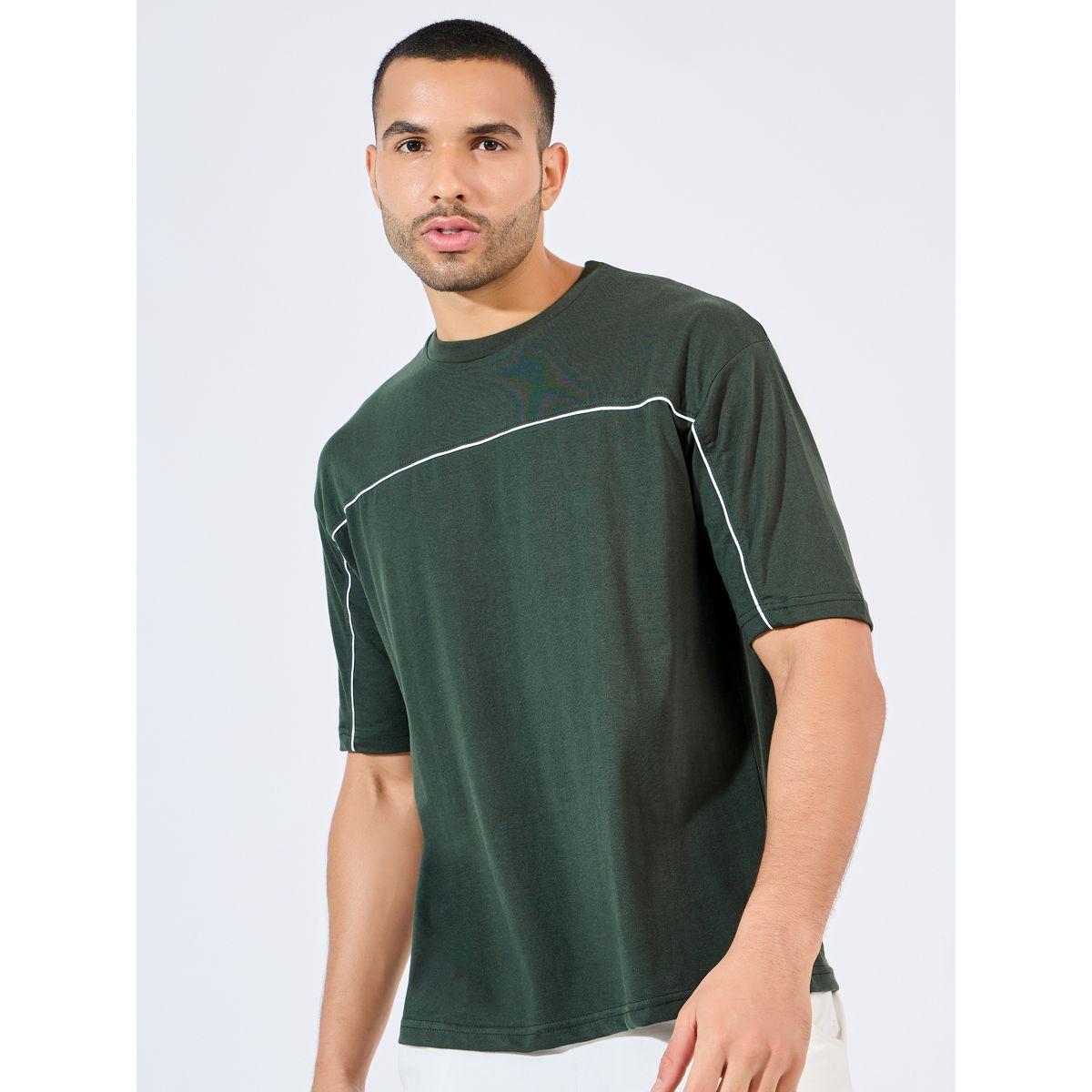 تيشيرت فضفاض بتداخلات مدروزة مع حزوز-men-clothing-tshirtsandpolos-tshirts-image-1
