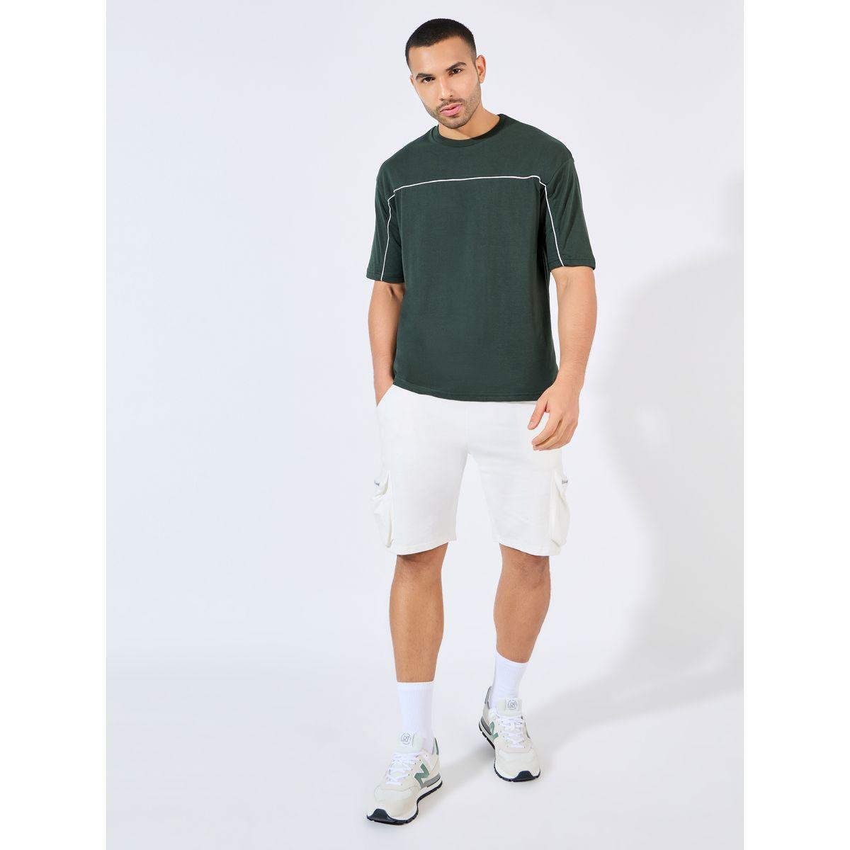 تيشيرت فضفاض بتداخلات مدروزة مع حزوز-men-clothing-tshirtsandpolos-tshirts-image-2