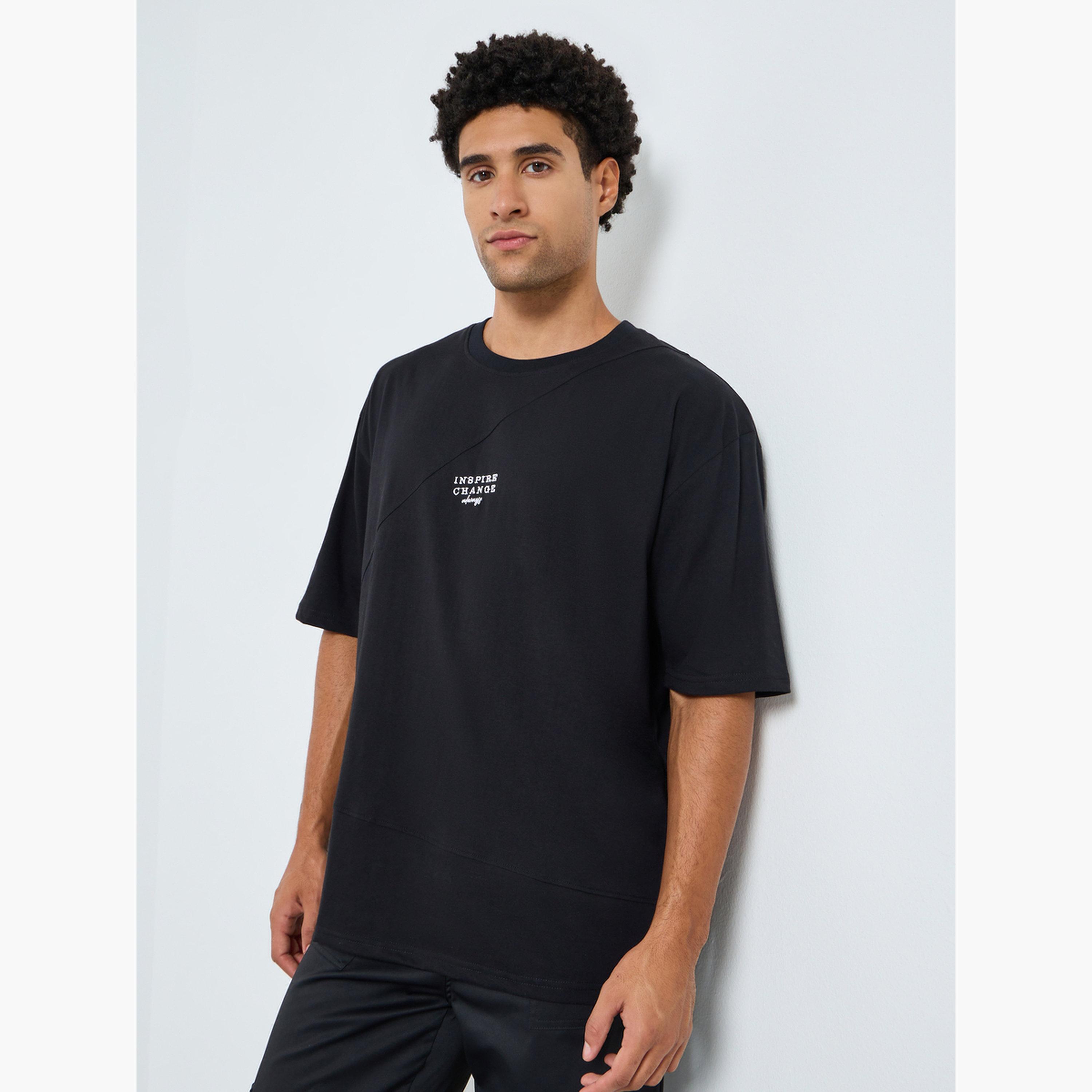 Styli Men Black Oversized Embroidered T-Shirt-men-clothing-tshirtsandpolos-tshirts-image-1