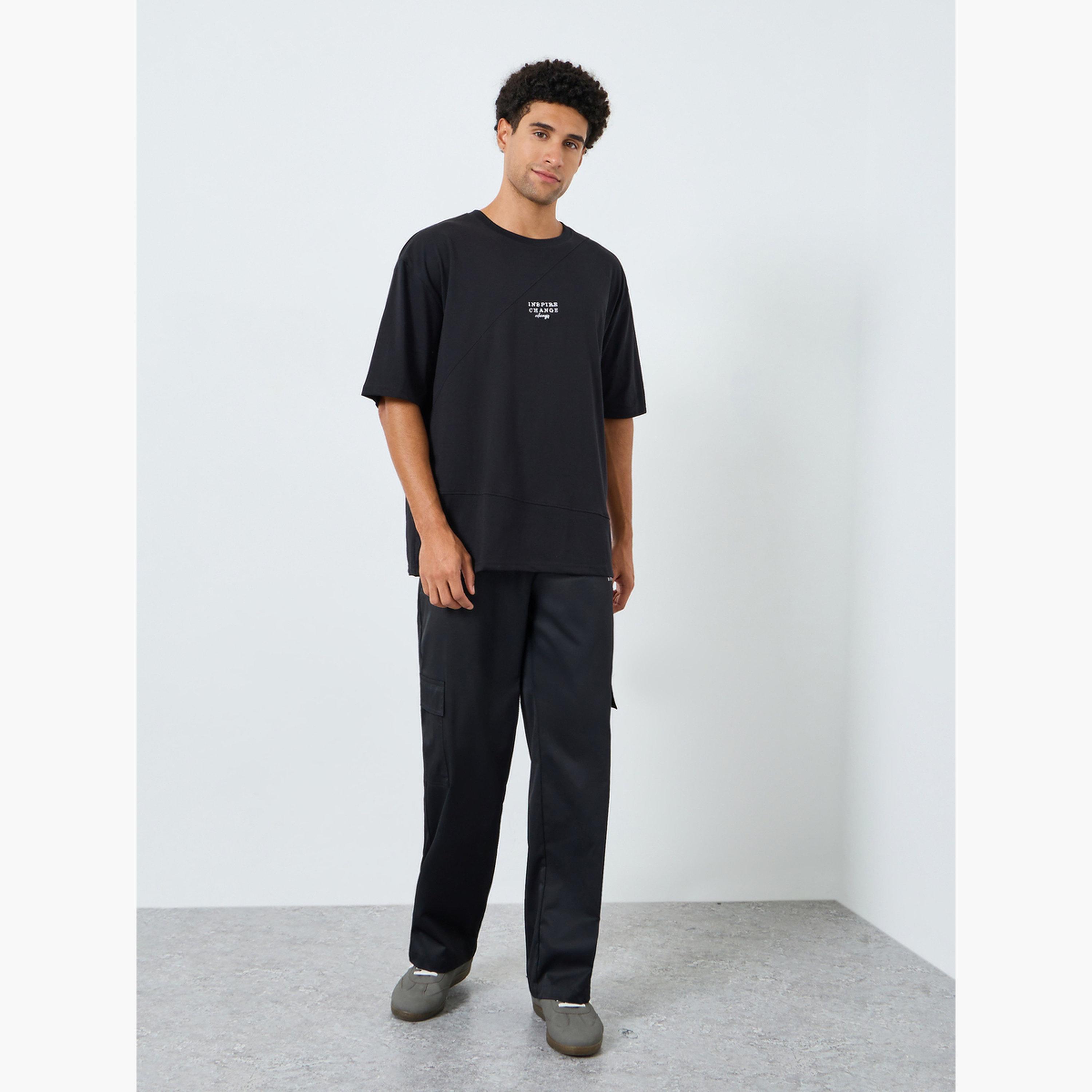 Styli Men Black Oversized Embroidered T-Shirt-men-clothing-tshirtsandpolos-tshirts-image-2