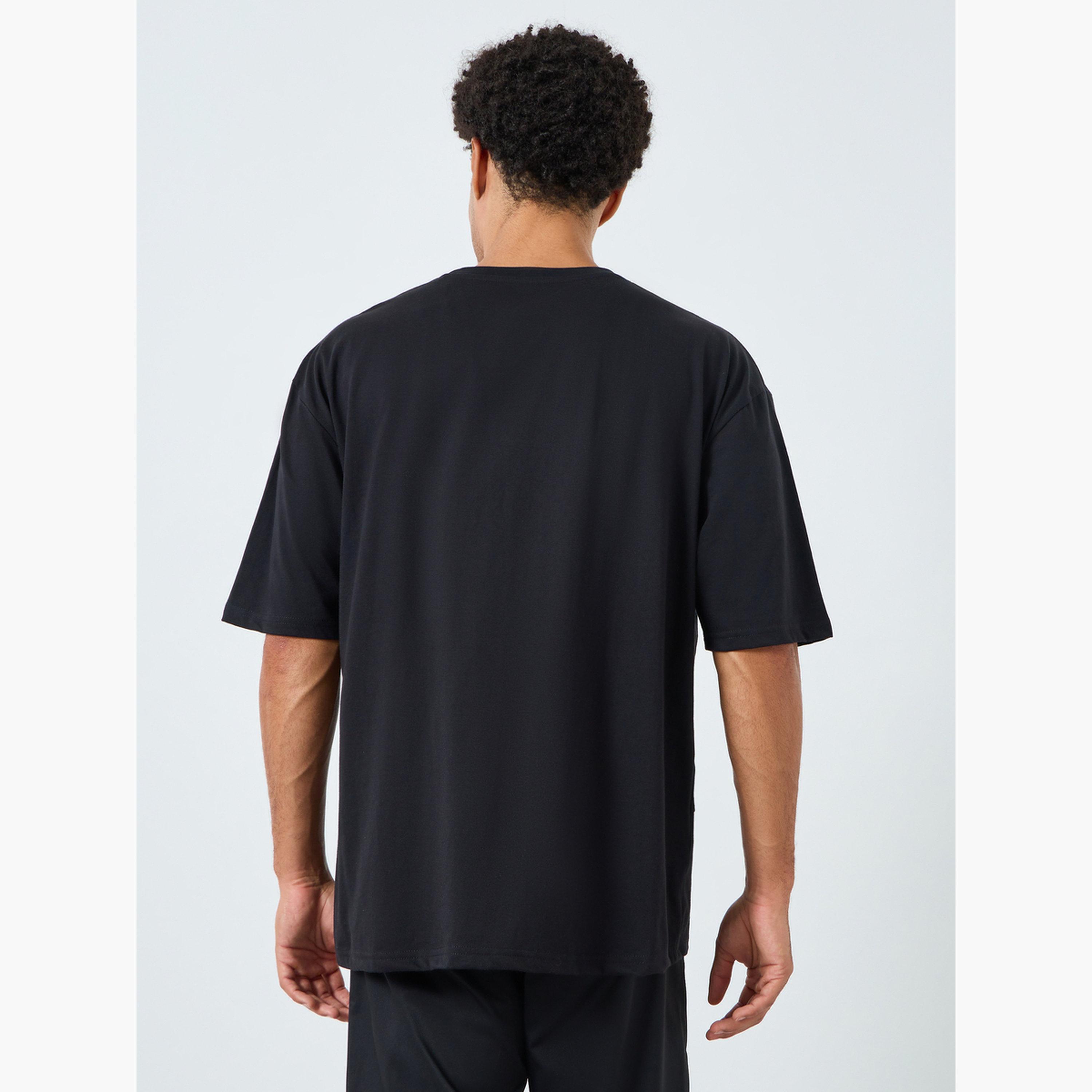 Styli Men Black Oversized Embroidered T-Shirt-men-clothing-tshirtsandpolos-tshirts-image-4