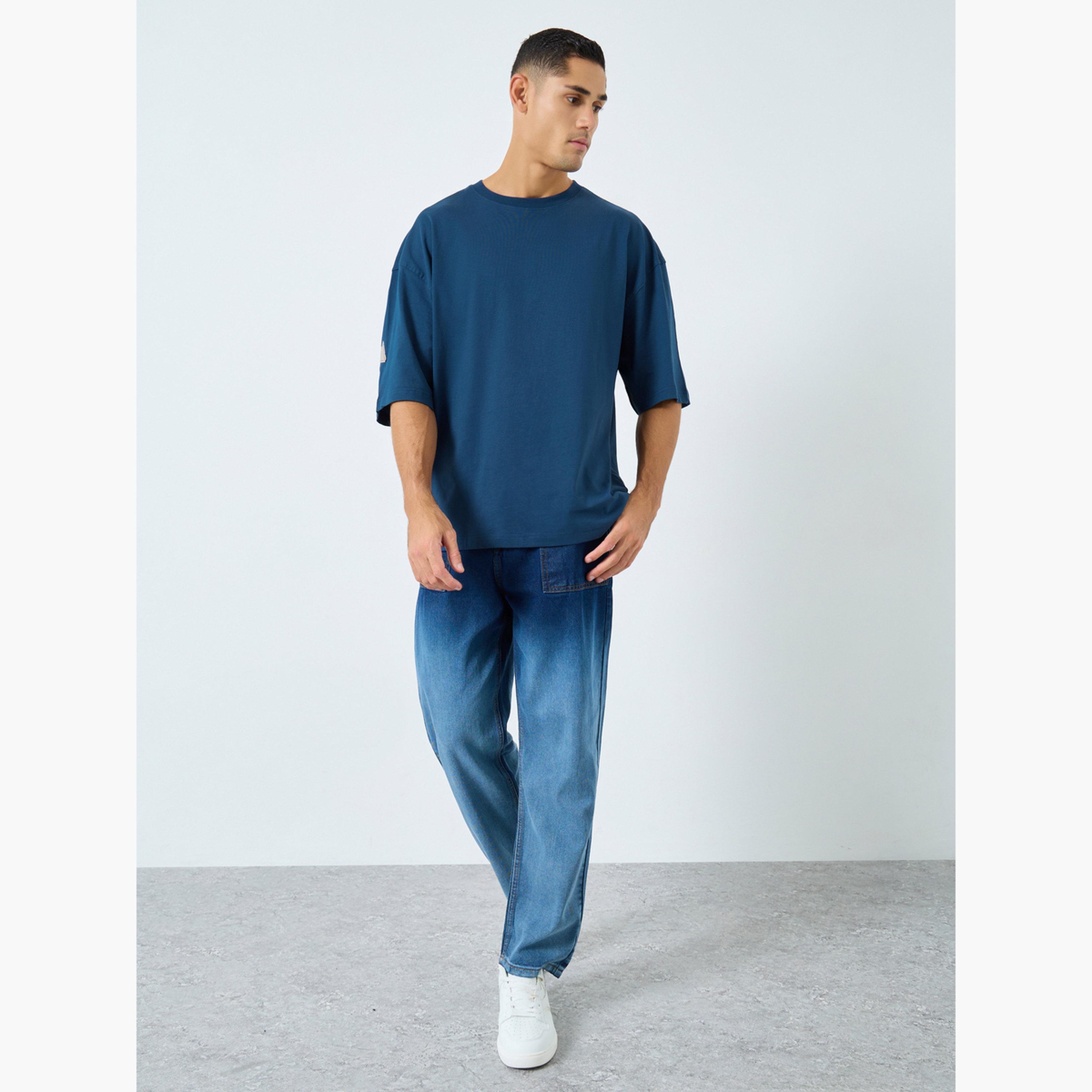 Styli Men Blue Back Applique Boxy Pure Cotton T-Shirt-men-clothing-tshirtsandpolos-tshirts-image-3
