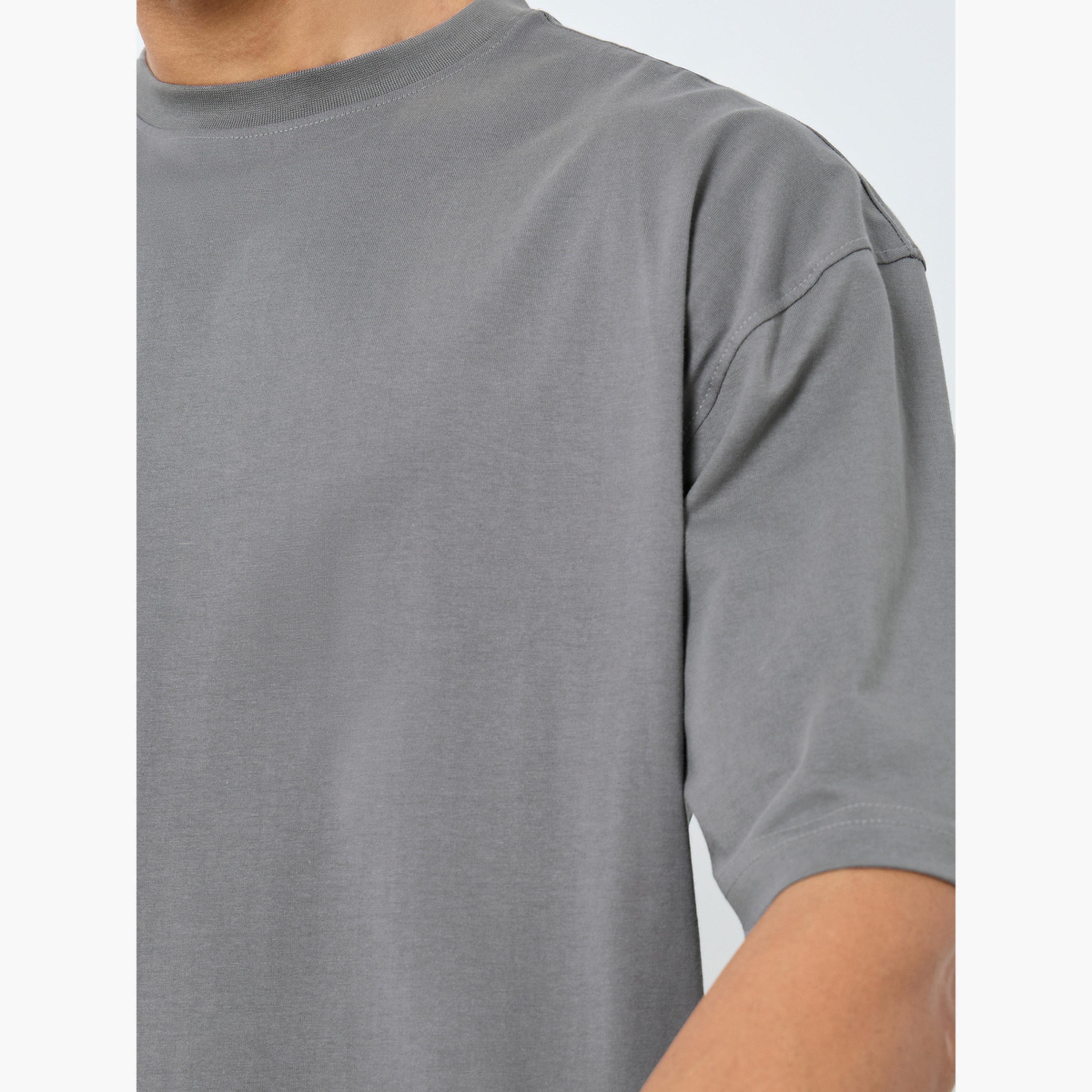 Styli Men Monochrome Boxy Fit Cotton T-Shirt with New York Appliqué Stitch Detailing-men-clothing-tshirtsandpolos-tshirts-image-3