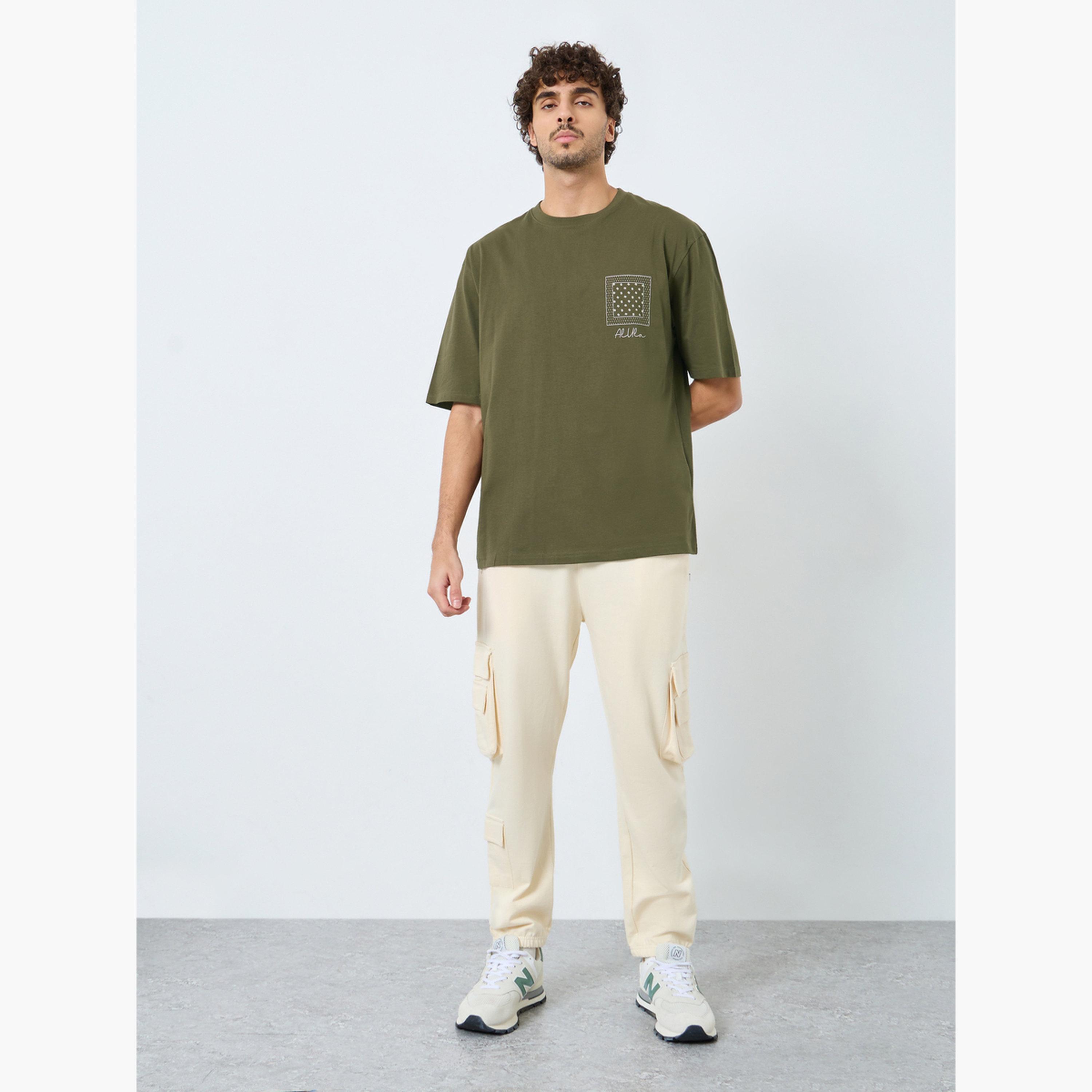 Styli Men Olive Graphic Print Oversized Cotton T-Shirt-men-clothing-tshirtsandpolos-tshirts-image-2