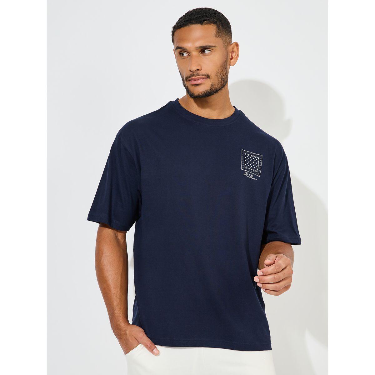 Styli Bandana Print Oversized Pure Cotton T-Shirt-men-clothing-tshirtsandpolos-tshirts-image-2