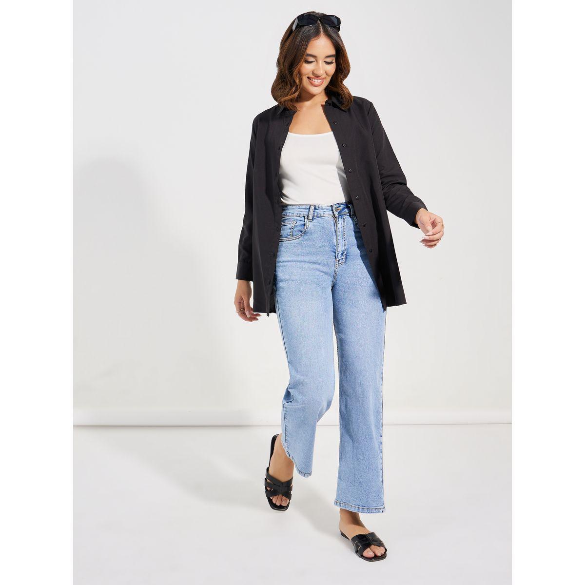 بلوزة منسوجة سادة بازرار غلق-women-clothing-shirtsandblouses-shirts-image-4