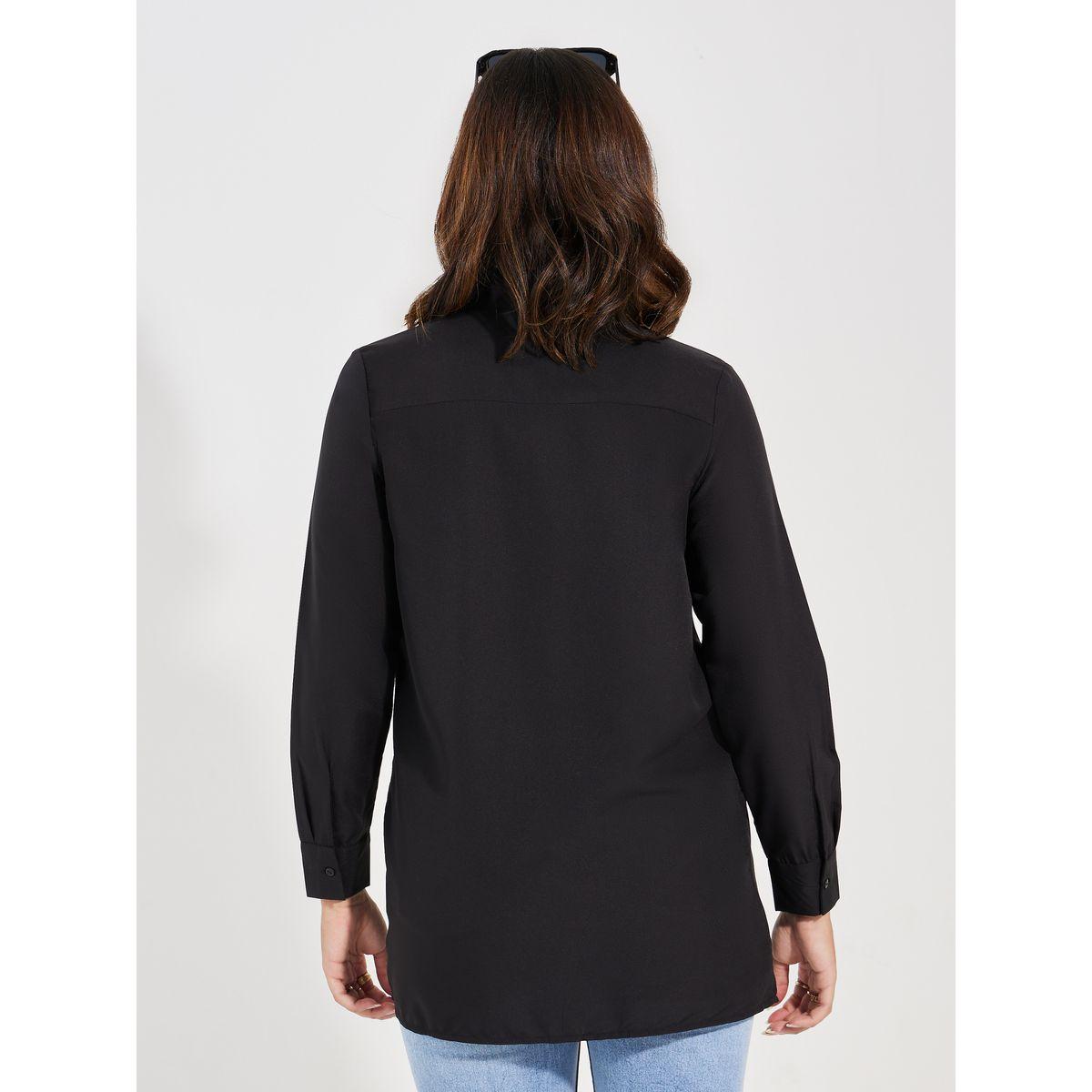بلوزة منسوجة سادة بازرار غلق-women-clothing-shirtsandblouses-shirts-image-1