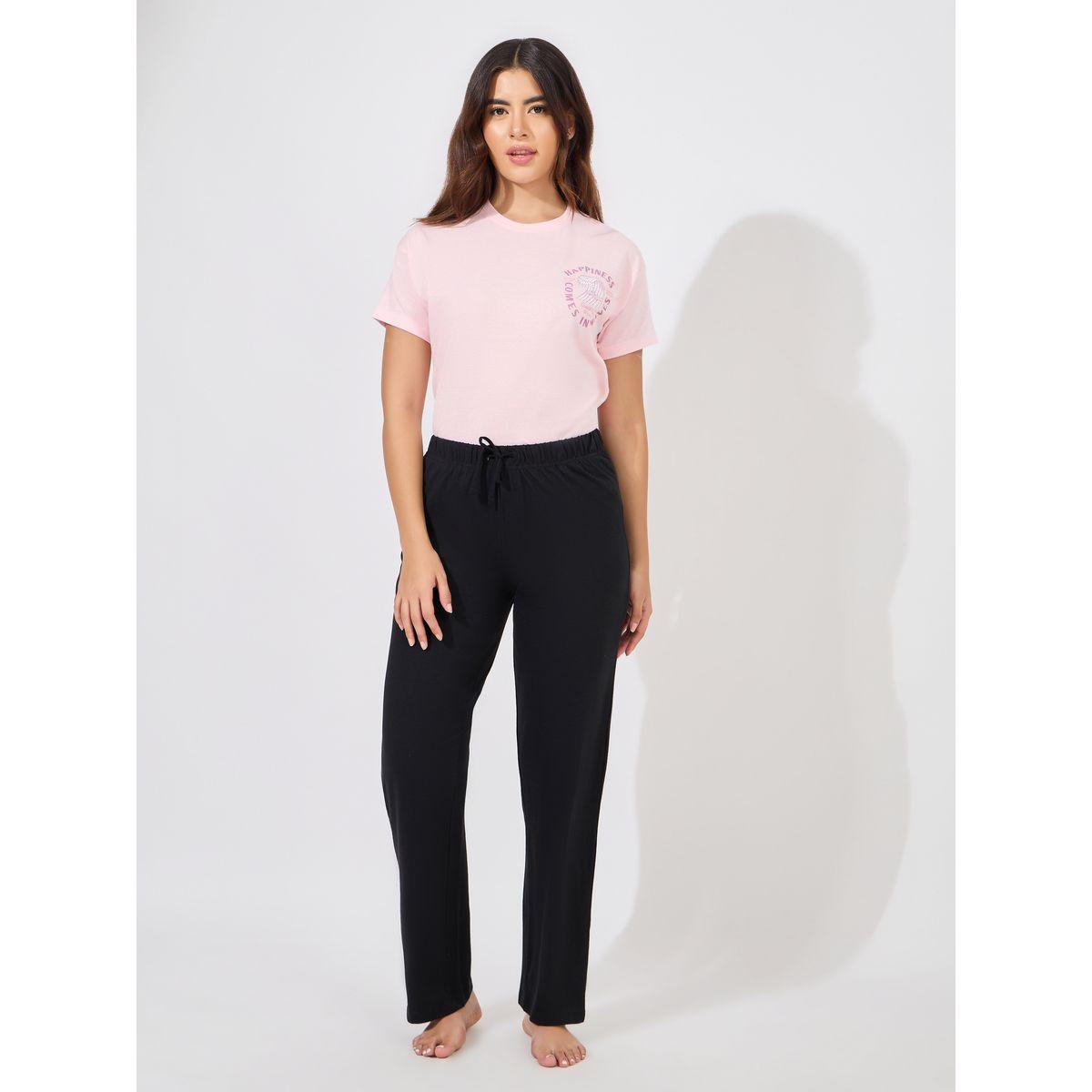 Styli Unwind Happiness Graphic Drop Shoulder T-Shirt & Straight Pyjama Set-women-clothing-nightwear-pyjamas-longsets-image-1