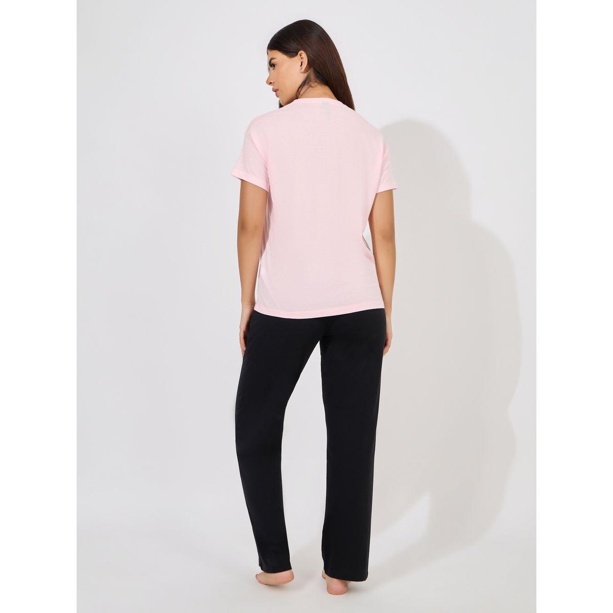 Styli Unwind Happiness Graphic Drop Shoulder T-Shirt & Straight Pyjama Set-women-clothing-nightwear-pyjamas-longsets-image-5