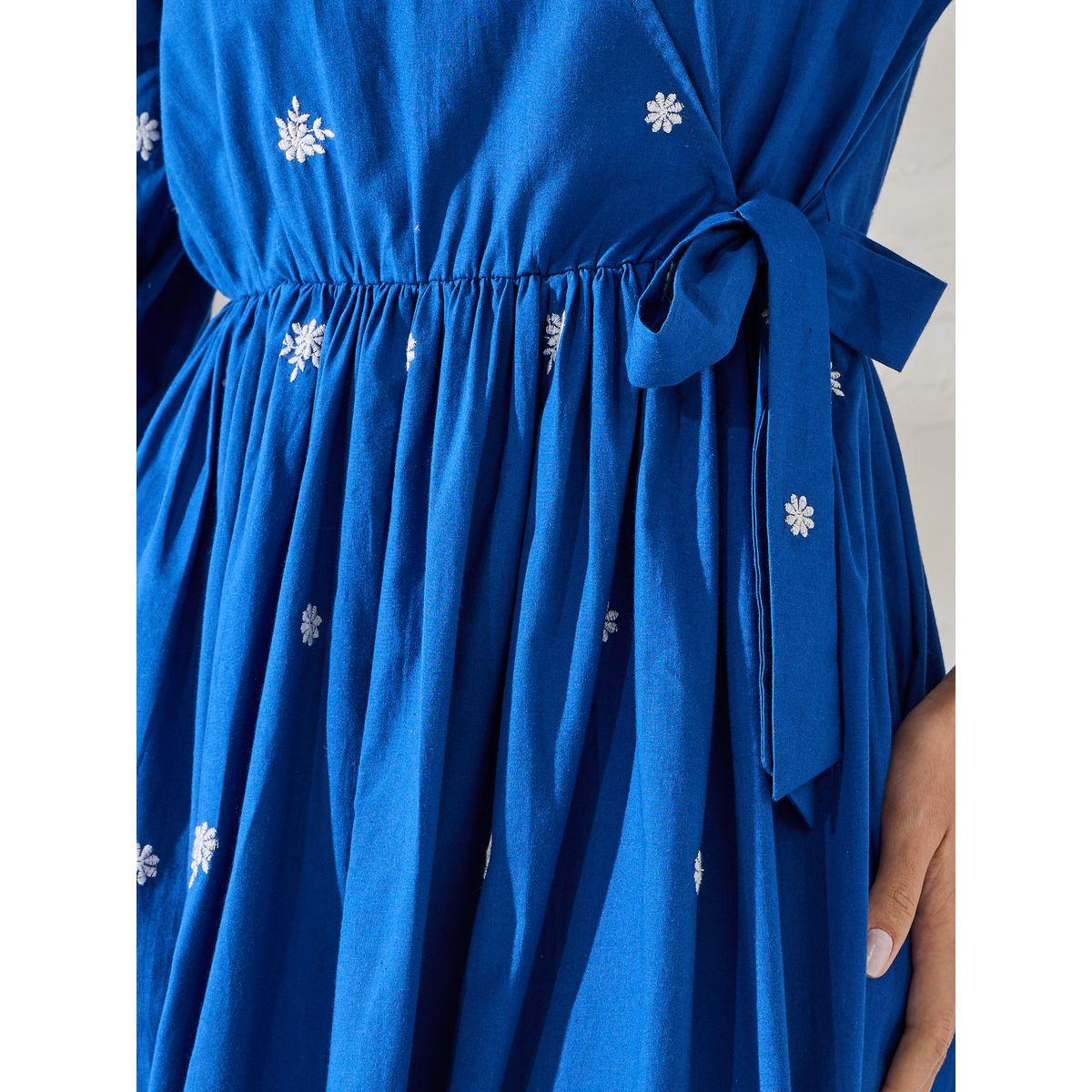 Styli Limited Contrast Embroidery Detail Wrap Front Midi Dress-women-clothing-dresses-image-3