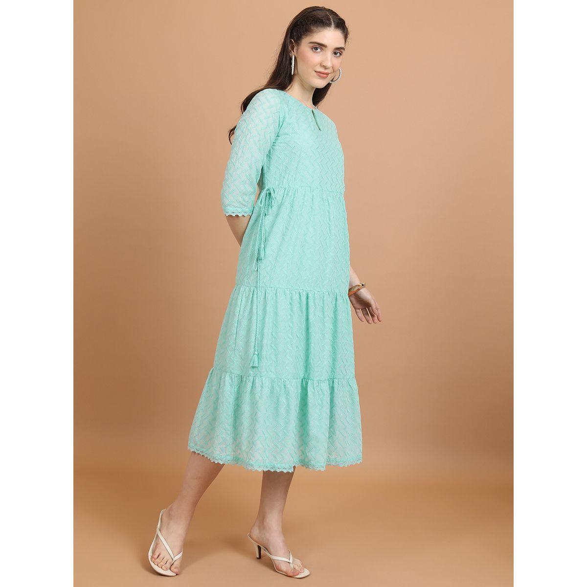 Ketch X Styli  Embroidery Detail Keyhole Neck A-Line Midi Dress-women-clothing-dresses-image-3