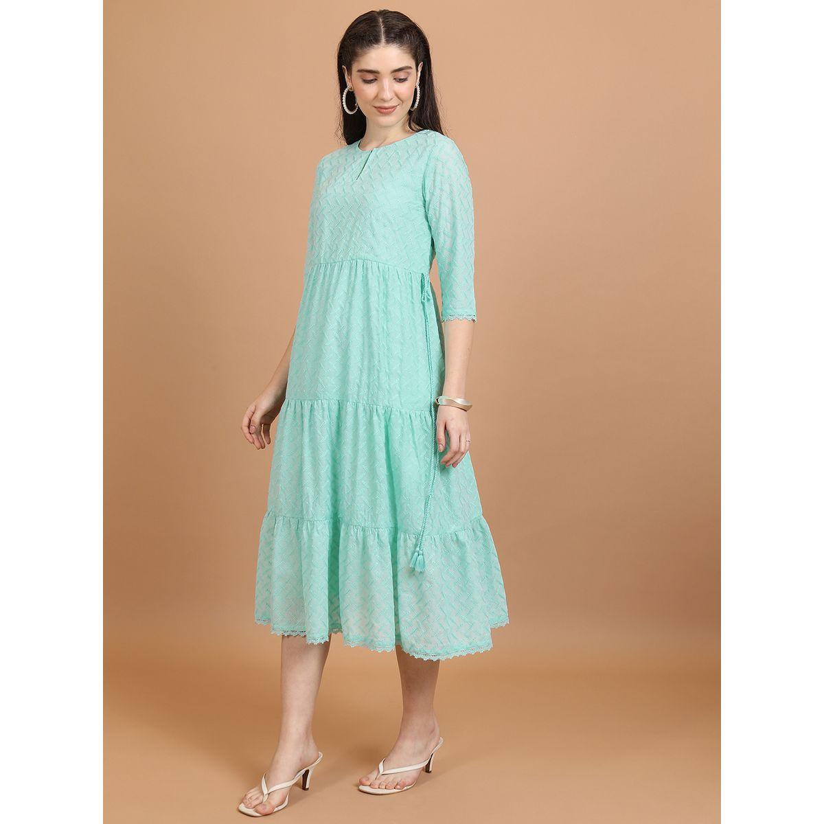 Ketch X Styli  Embroidery Detail Keyhole Neck A-Line Midi Dress-women-clothing-dresses-image-4