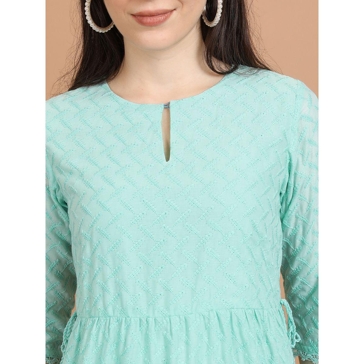 Ketch X Styli  Embroidery Detail Keyhole Neck A-Line Midi Dress-women-clothing-dresses-image-5