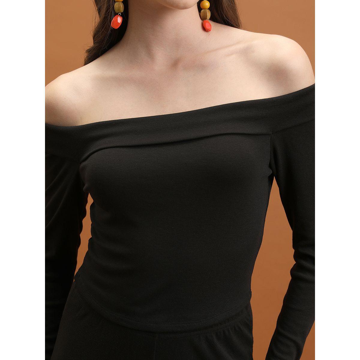 Tokyo Talkies X Styli  Solid Off Shoulder Top & Flared Pants Co-Ord-women-clothing-coordsets-image-5