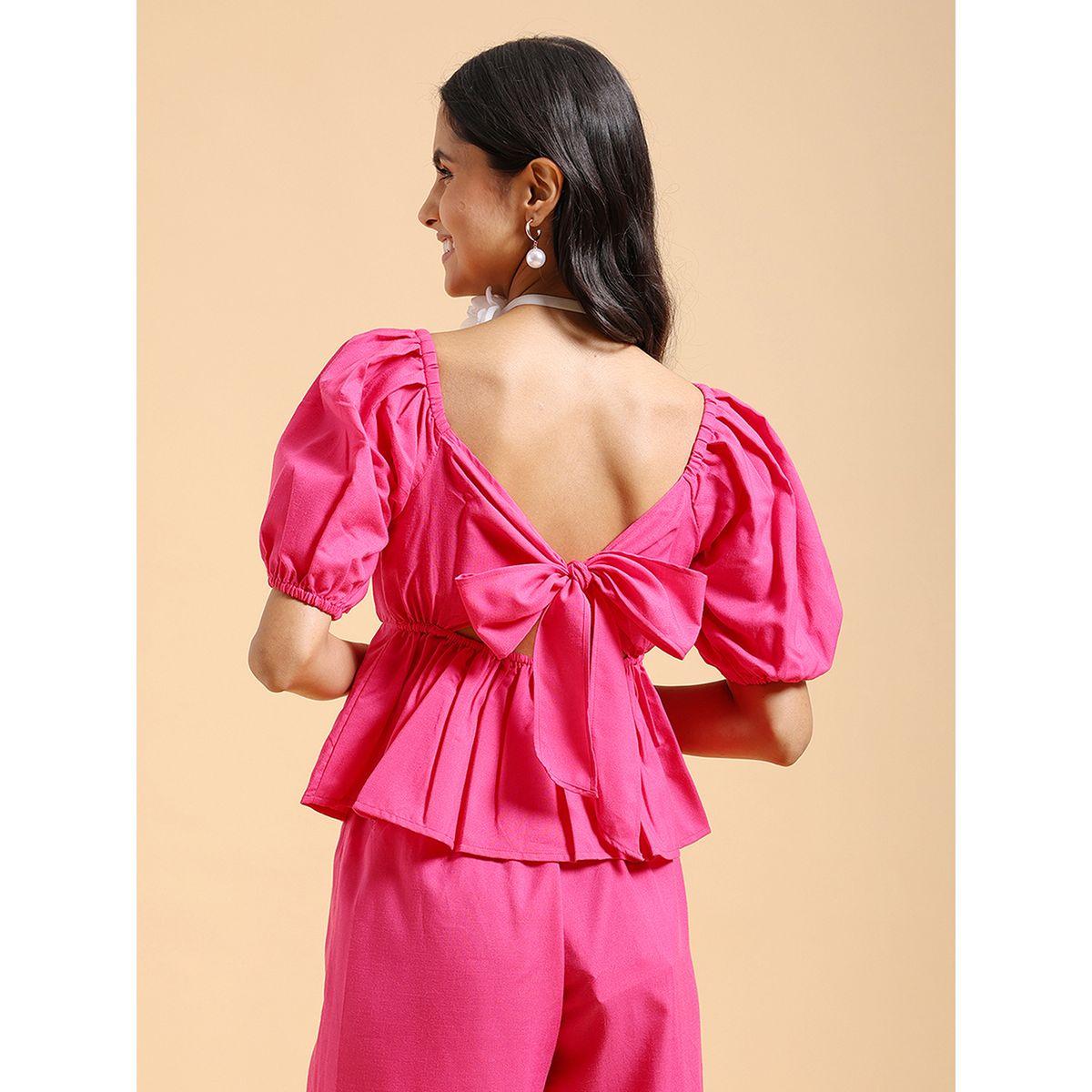 Tokyo Talkies X Styli  Pleated Square Neck Top with Puff Sleeves-women-clothing-shirtsandblouses-blouses-image-2