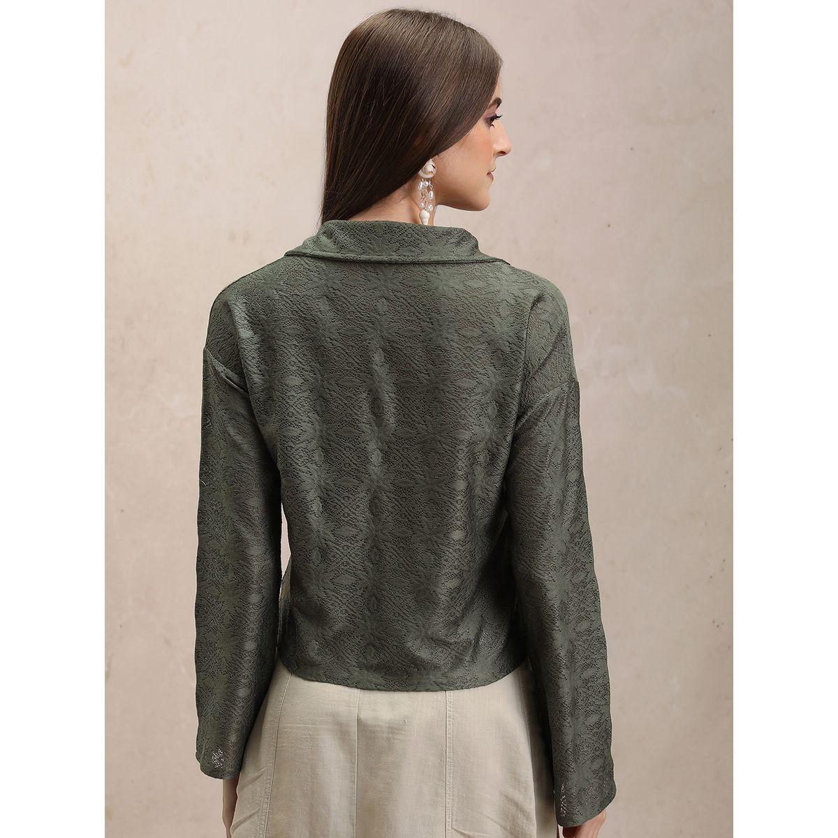Tokyo Talkies X Styli  Floral Textured Collared Top with Long Sleeves-women-clothing-shirtsandblouses-blouses-image-2