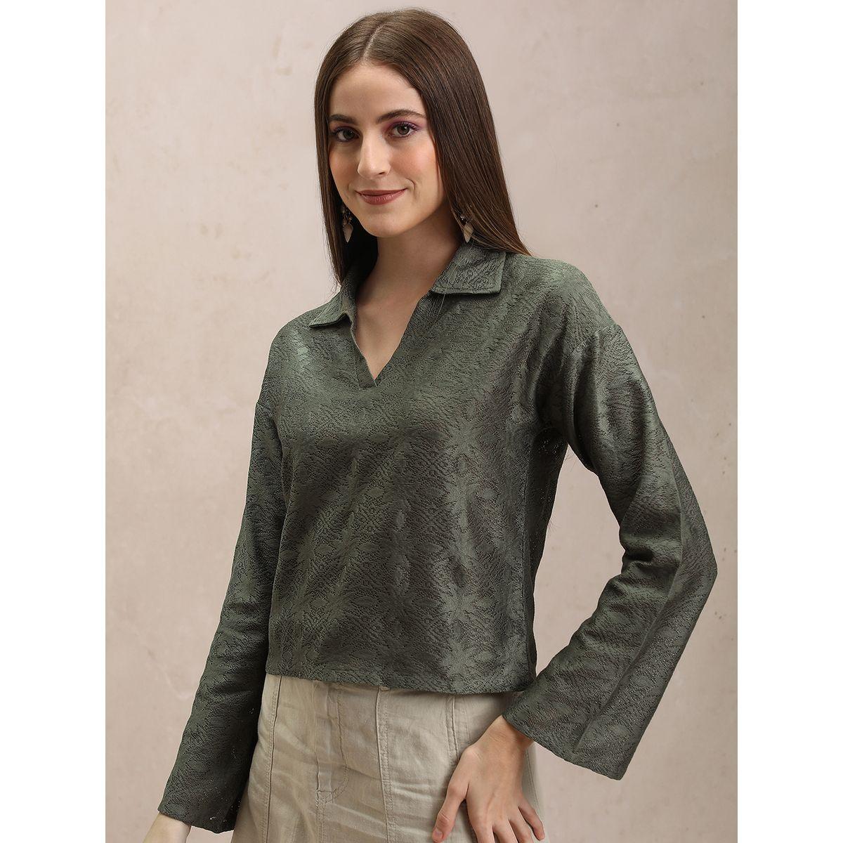 بلوزة مزخرفة بزهور مع اكمام قصيرة طوكيو توكيز × ستايلي-women-clothing-shirtsandblouses-blouses-image-3