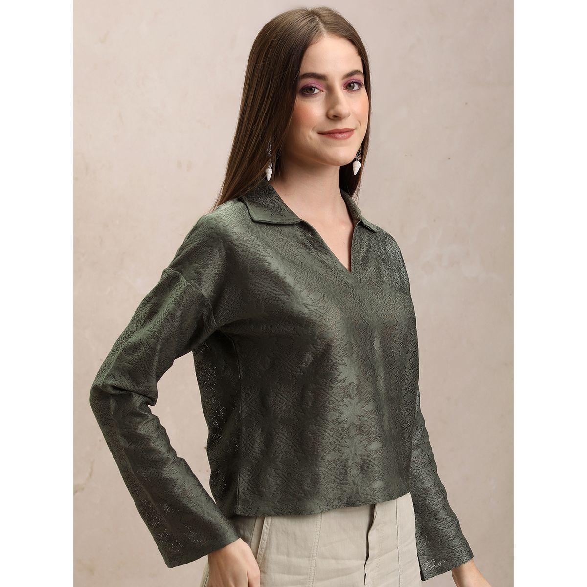 Tokyo Talkies X Styli  Floral Textured Collared Top with Long Sleeves-women-clothing-shirtsandblouses-blouses-image-6