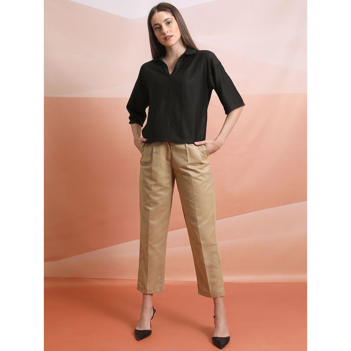 Tokyo Talkies X Styli  Textured Collared Top with Drop Shoulder Sleeves-women-clothing-shirtsandblouses-blouses-image-4
