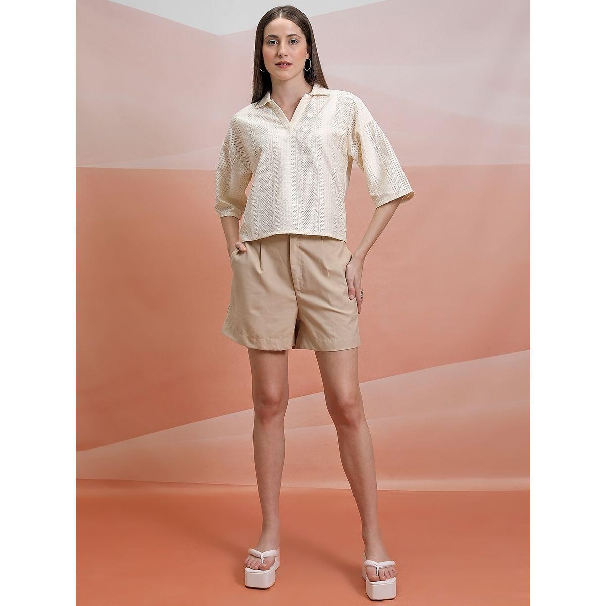 Tokyo Talkies X Styli  Textured Collared Top with Drop Shoulder Sleeves-women-clothing-shirtsandblouses-blouses-image-4