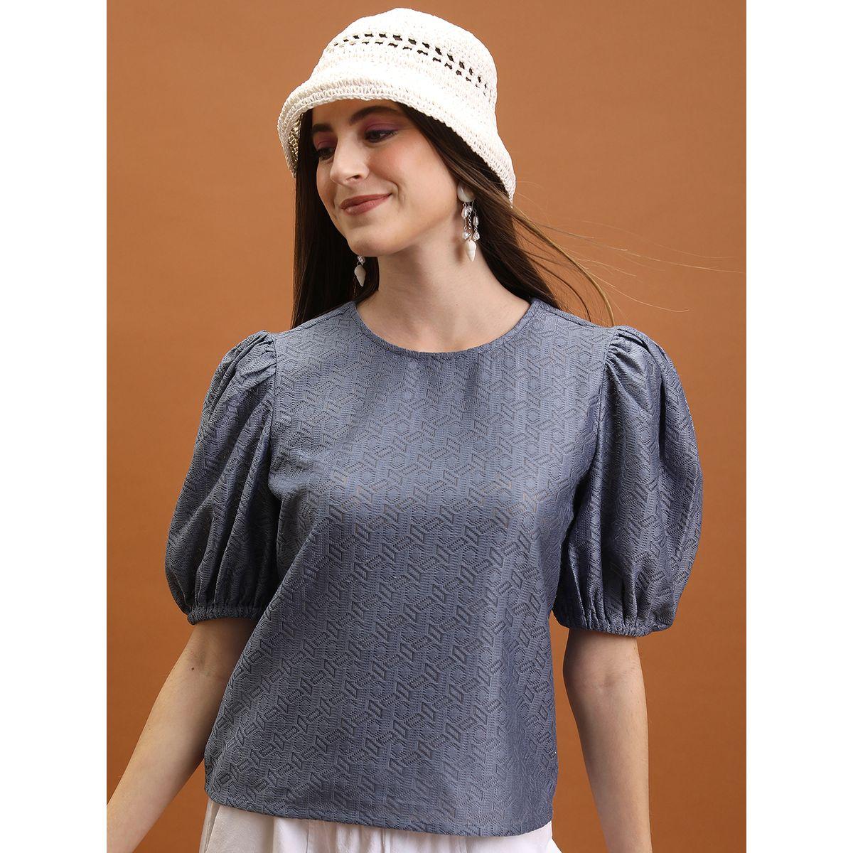 بلوزة بتصميم خاص مع ياقة دائرية طوكيو توكيز × ستايلي-women-clothing-shirtsandblouses-blouses-image-1