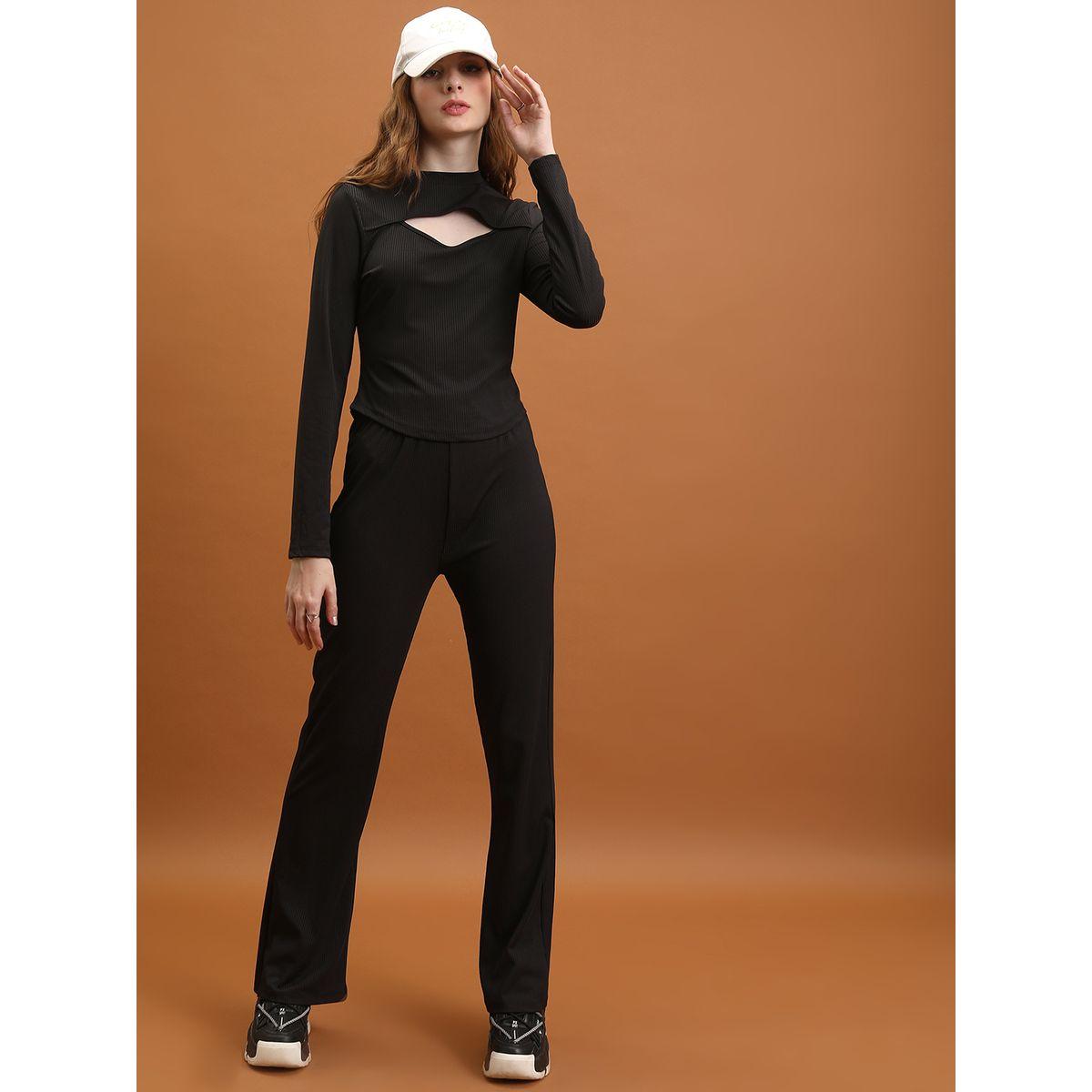Tokyo Talkies X Styli  Mid Rise Ribbed Flared Pants-women-clothing-bottoms-trousers-image-4